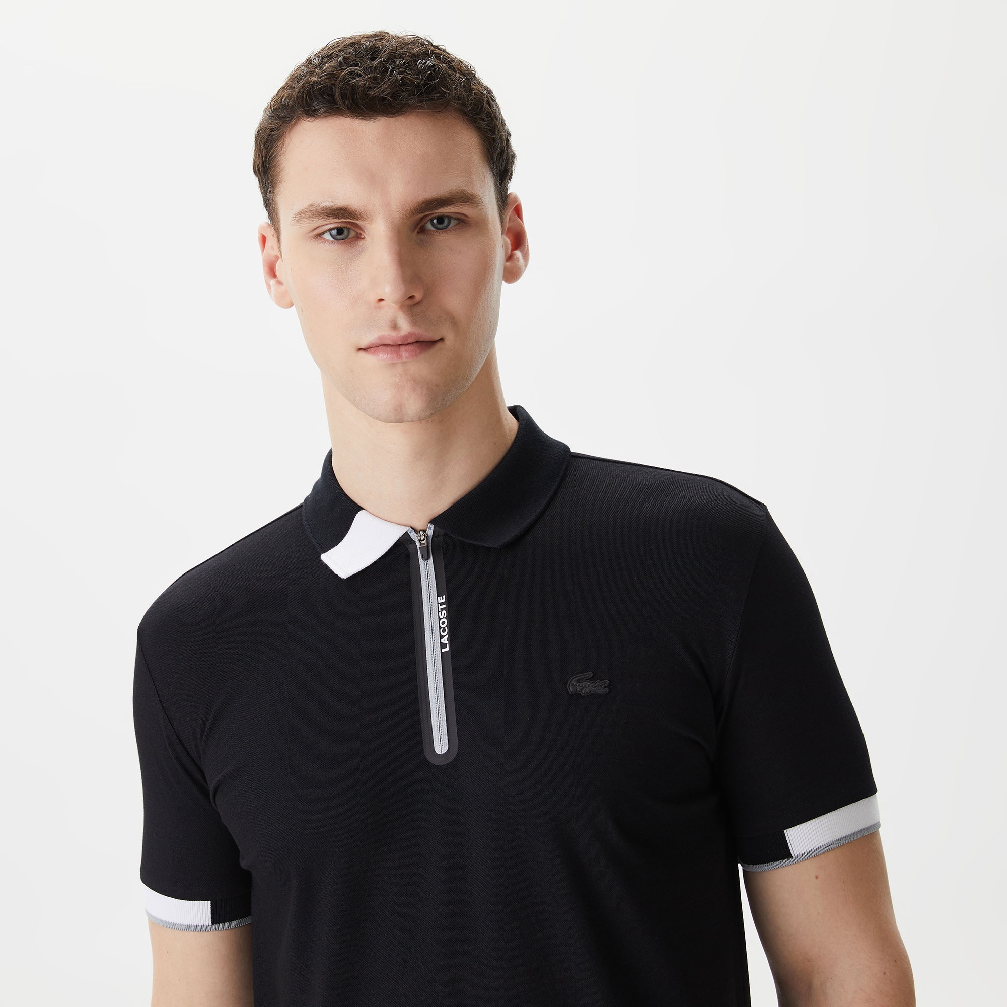 Lacoste Erkek Oversize Fit Fermuarlı Siyah Polo