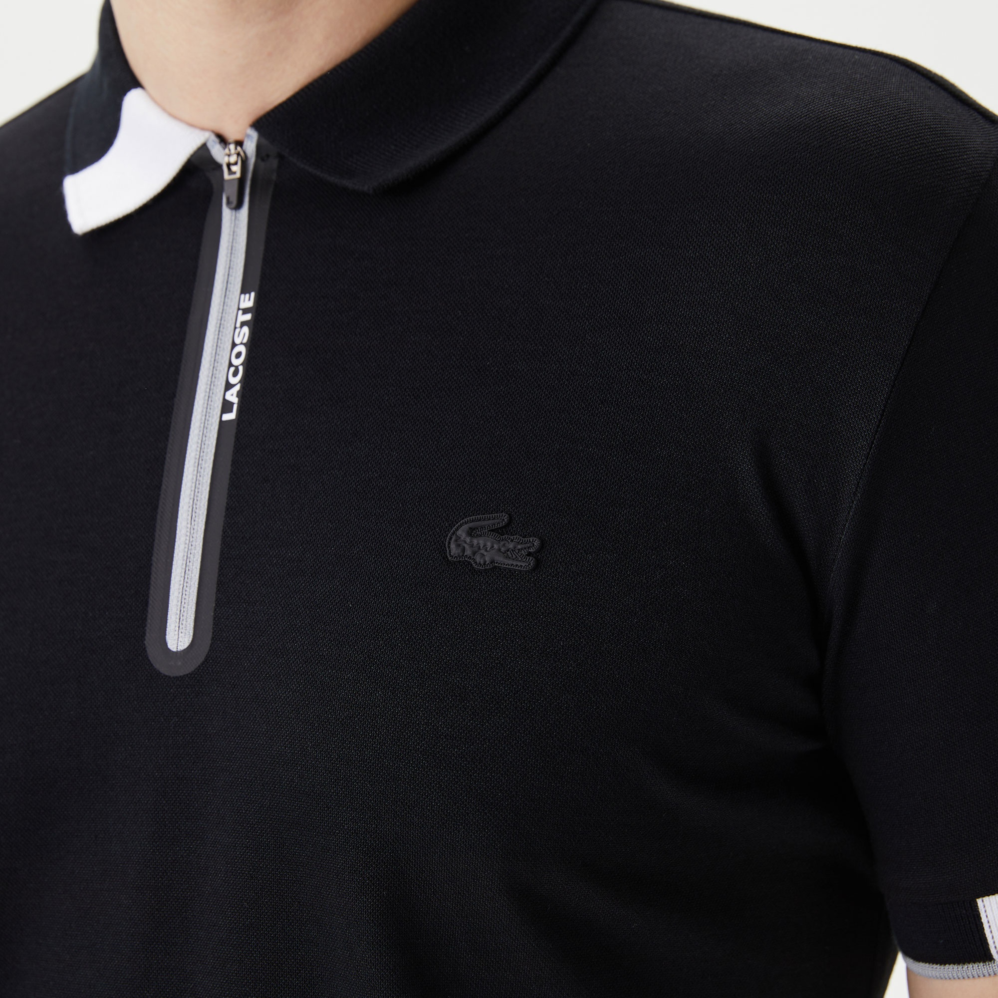 Lacoste Erkek Oversize Fit Fermuarlı Siyah Polo