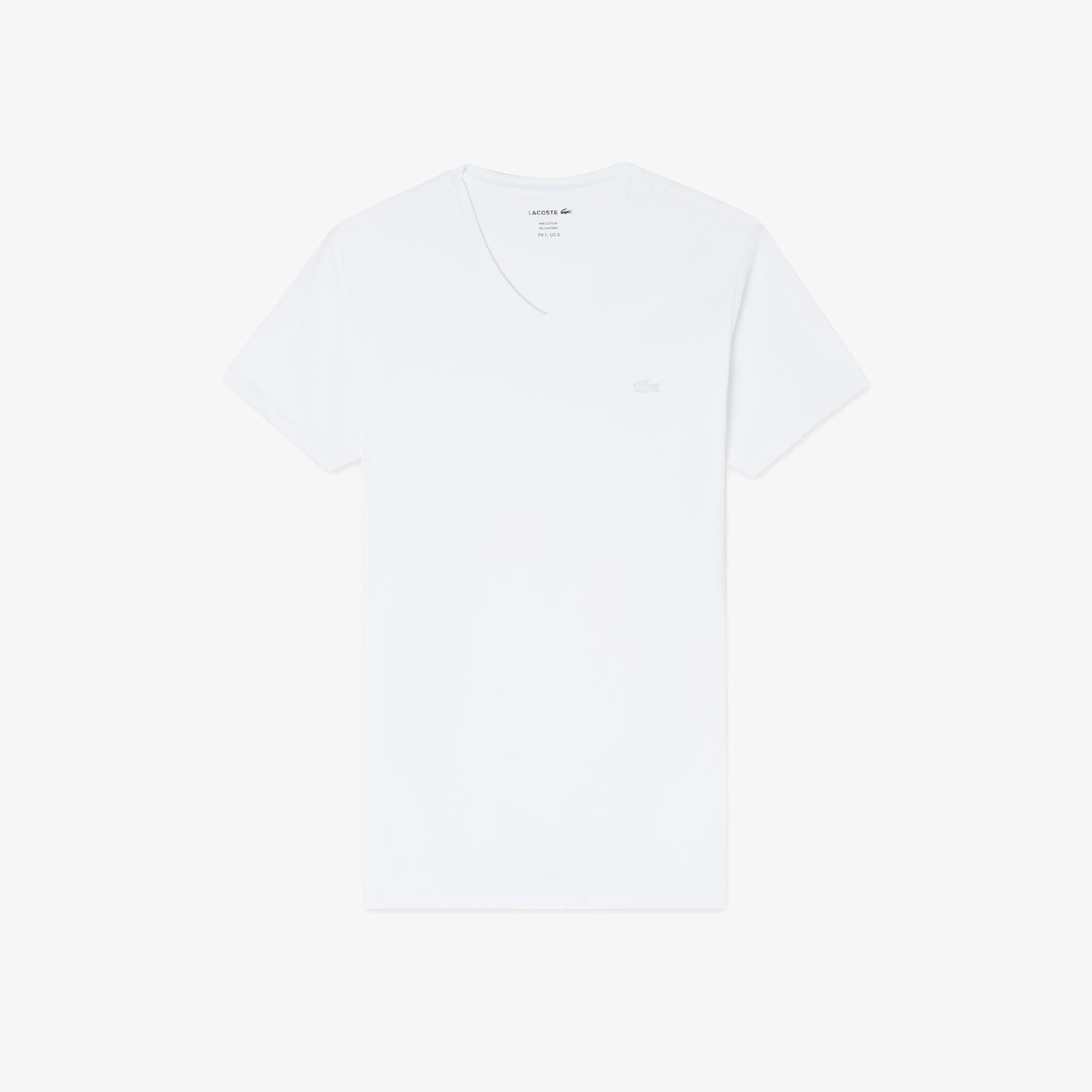Lacoste Erkek Slim Fit V yaka Beyaz T-Shirt