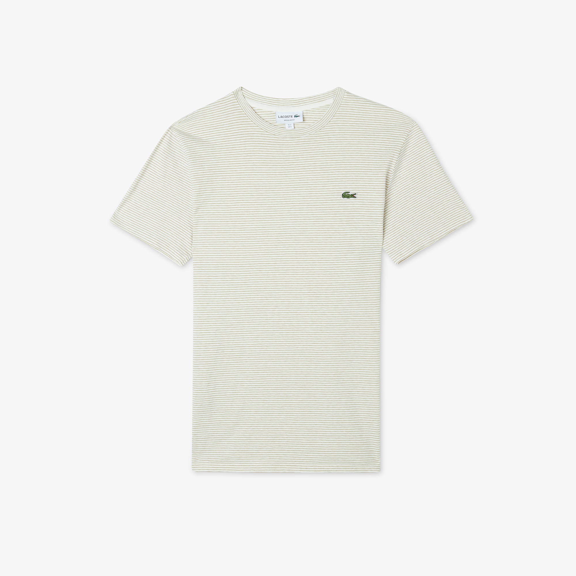 Lacoste Erkek Regular Fit Bisiklet Yaka Çizgili Bej T-Shirt