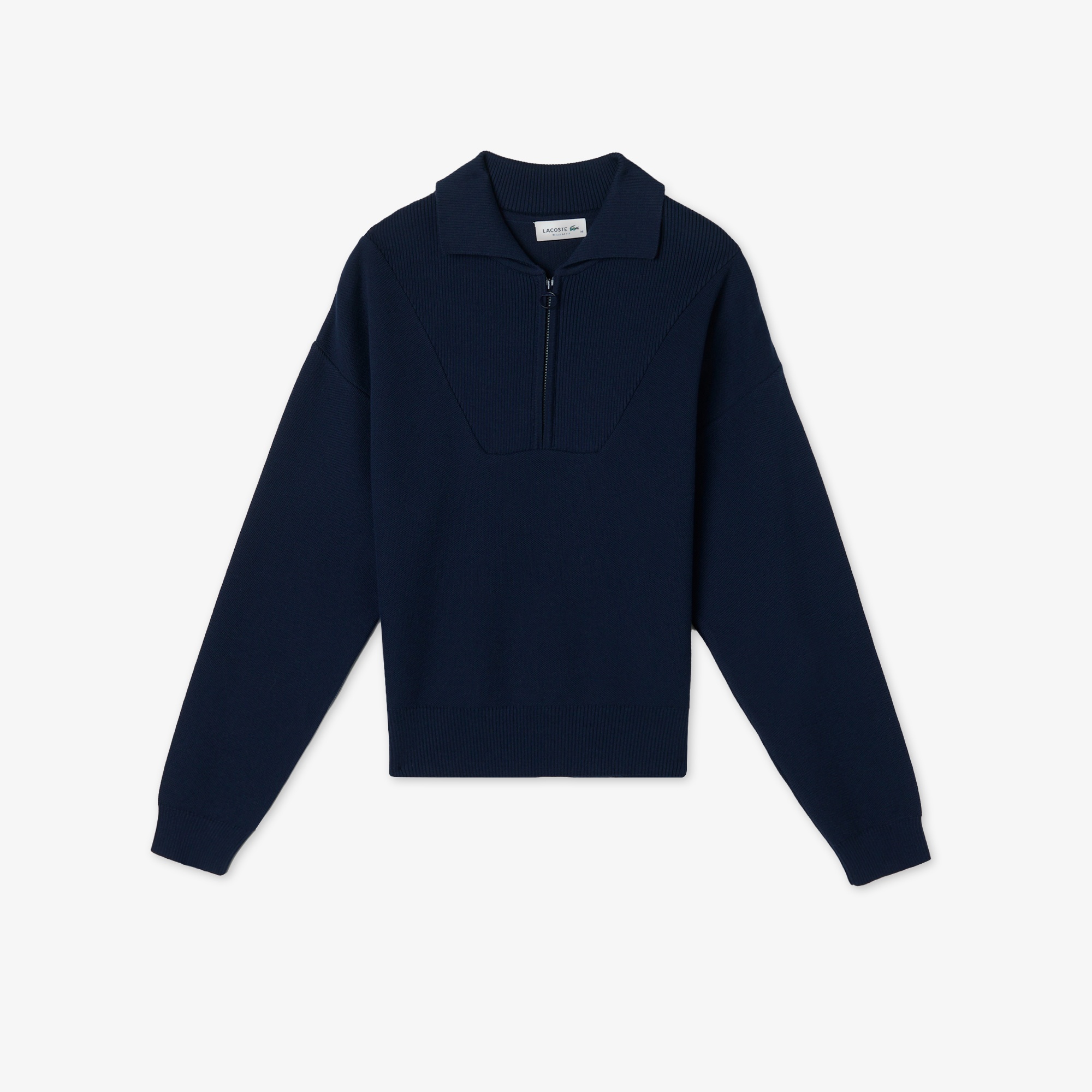 Lacoste Kadın Crop Fermuarlı Lacivert Triko