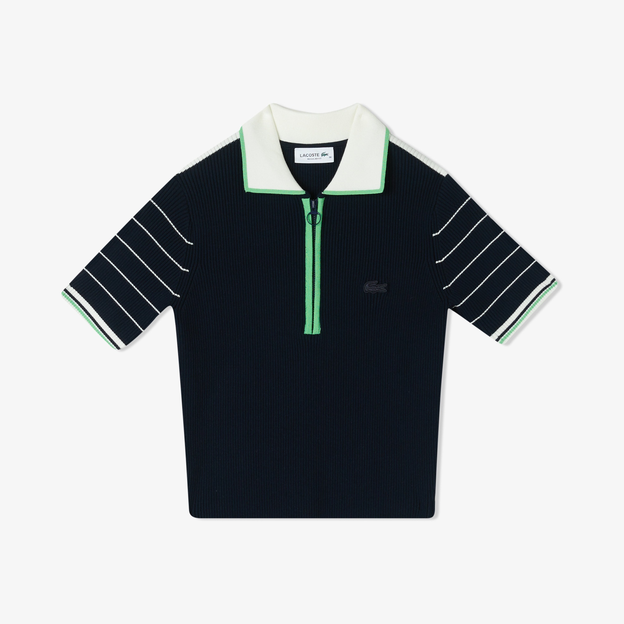 Lacoste Kadın Relaxed Fit Fermuarlı Renk Bloklu Lacivert Triko