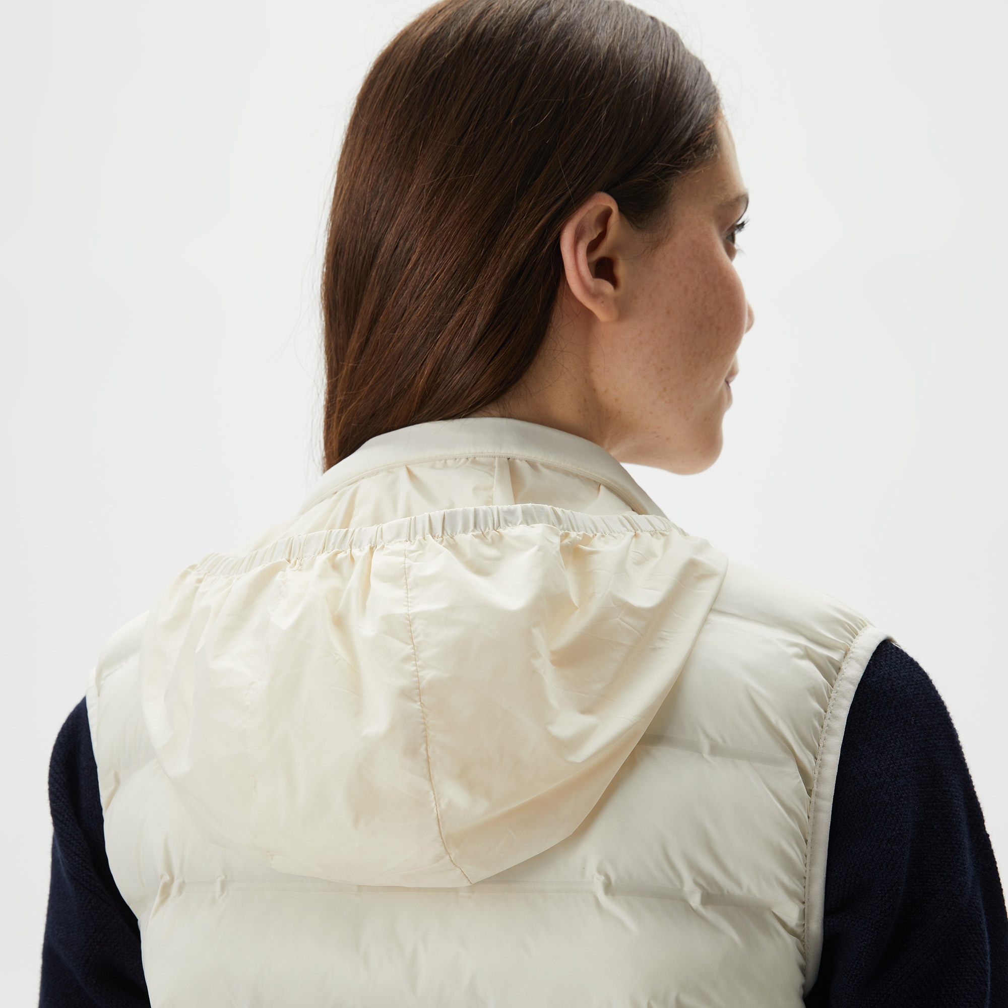 Lacoste Kadın Dik Yaka Kapitone Beyaz Yelek