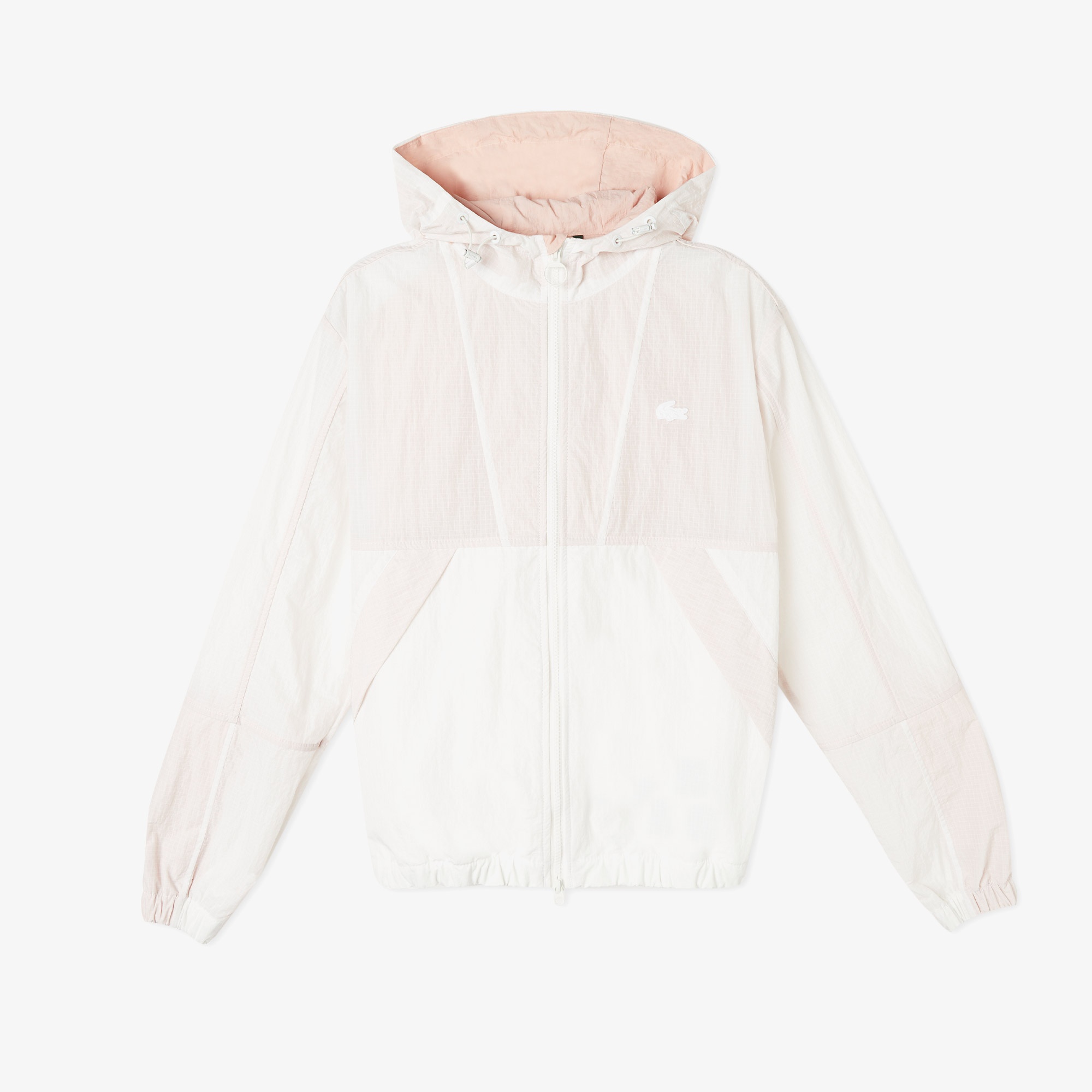 Lacoste Kadın Kapüşonlu Renk Bloklu Beyaz Mont