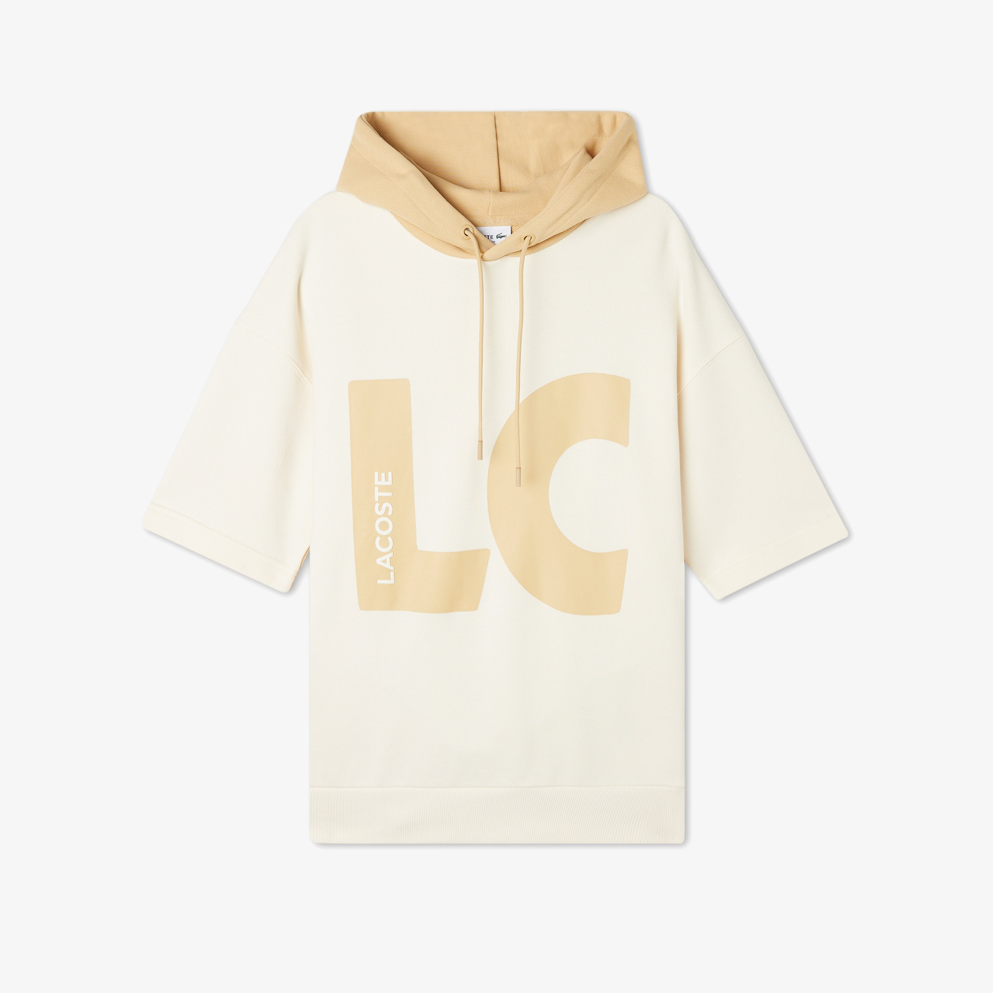 Lacoste Erkek Loose Fit Kapüşonlu Baskılı Krem Sweatshirt