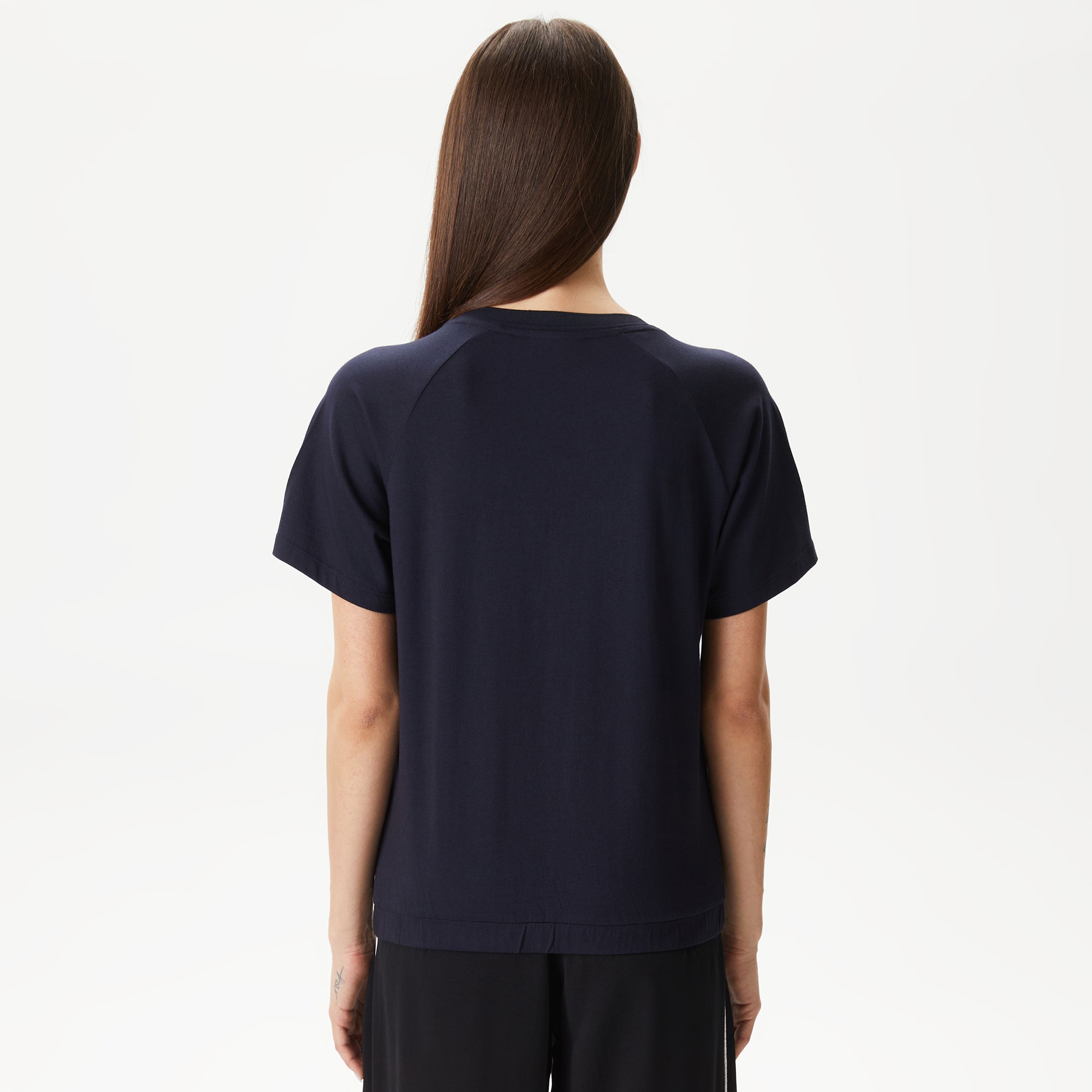 Lacoste Kadın Relaxed Fit V Yaka Siyah T-Shirt