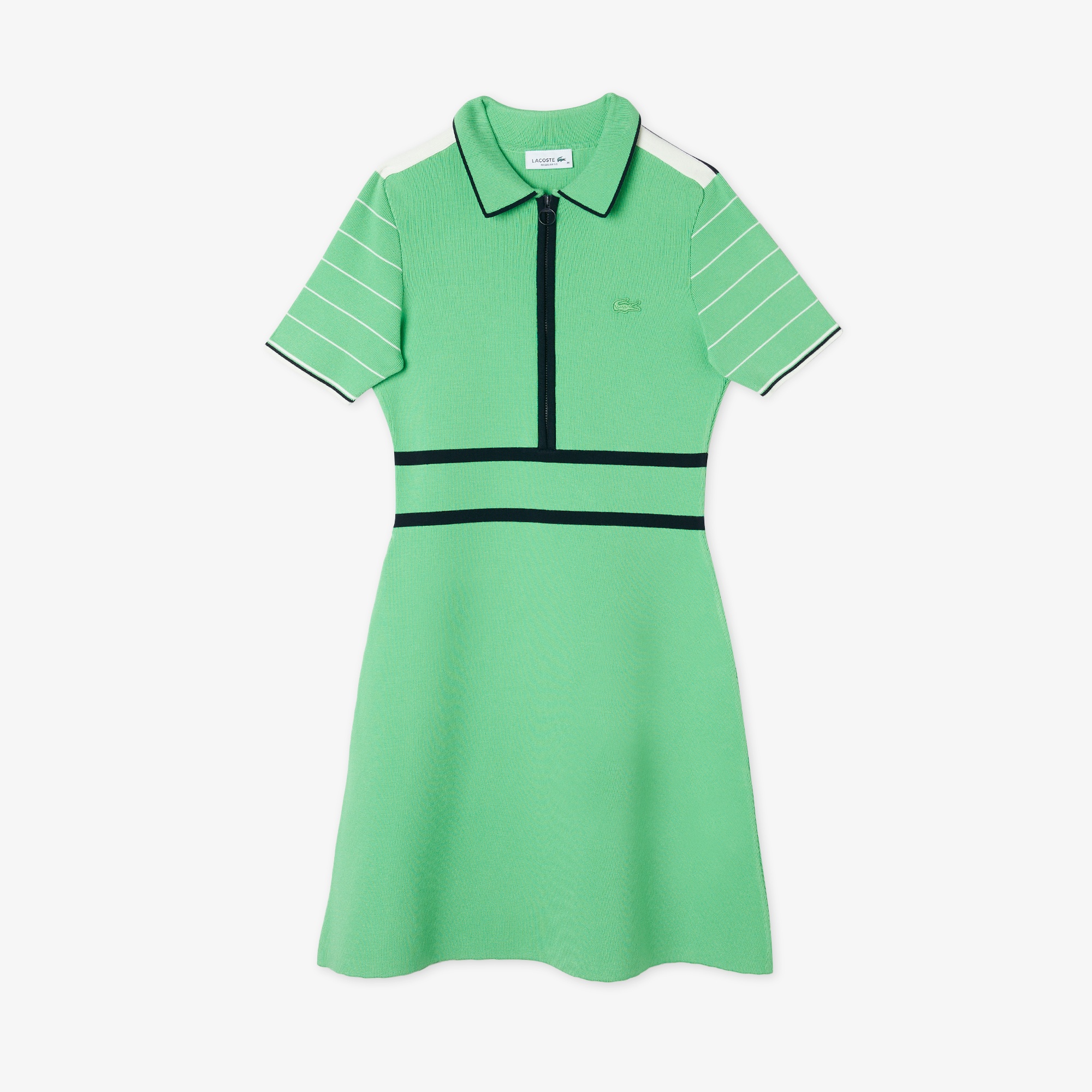 Lacoste Kadın Flare Fit Polo Yaka Yeşil Elbise