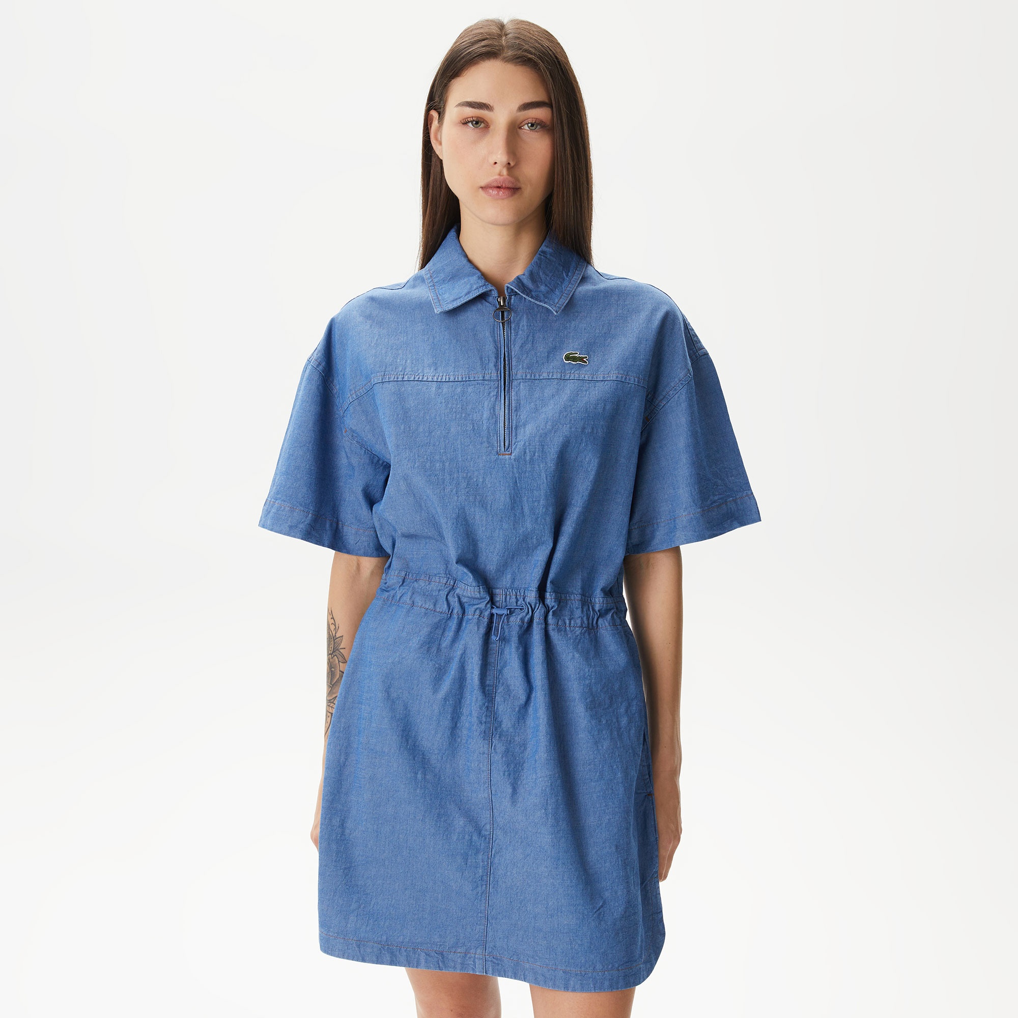 Lacoste Kadın Straight Fit Denim Mavi Elbise
