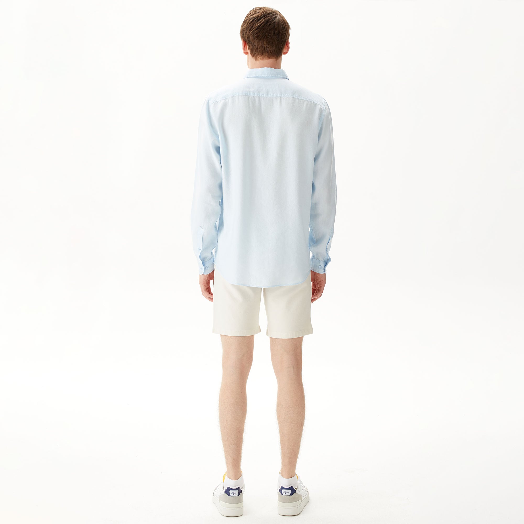 Lacoste Erkek Regular Fit Keten Açık Mavi Gömlek görsel 2