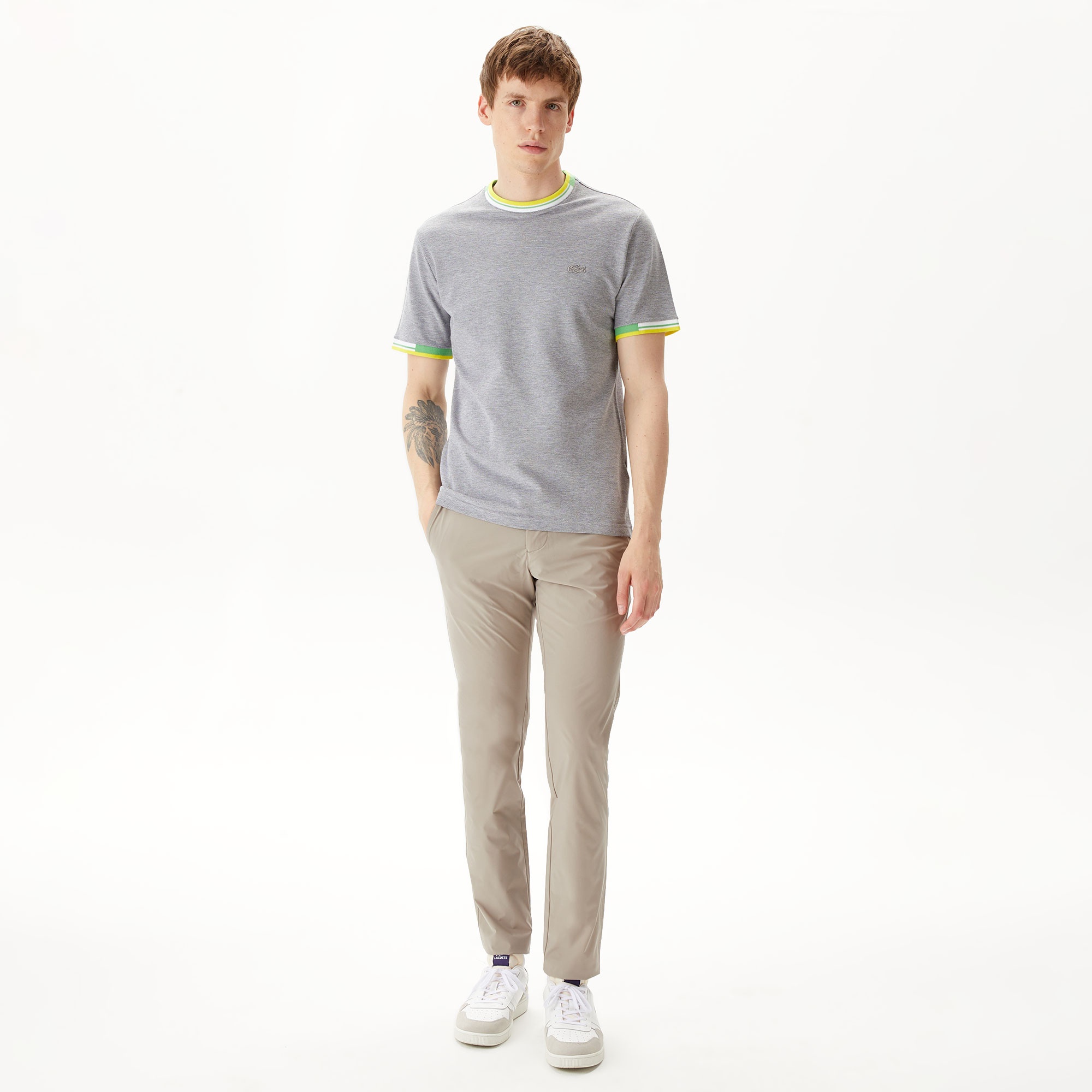 Lacoste Erkek Regular Fit Bisiklet Yaka Gri T-Shirt