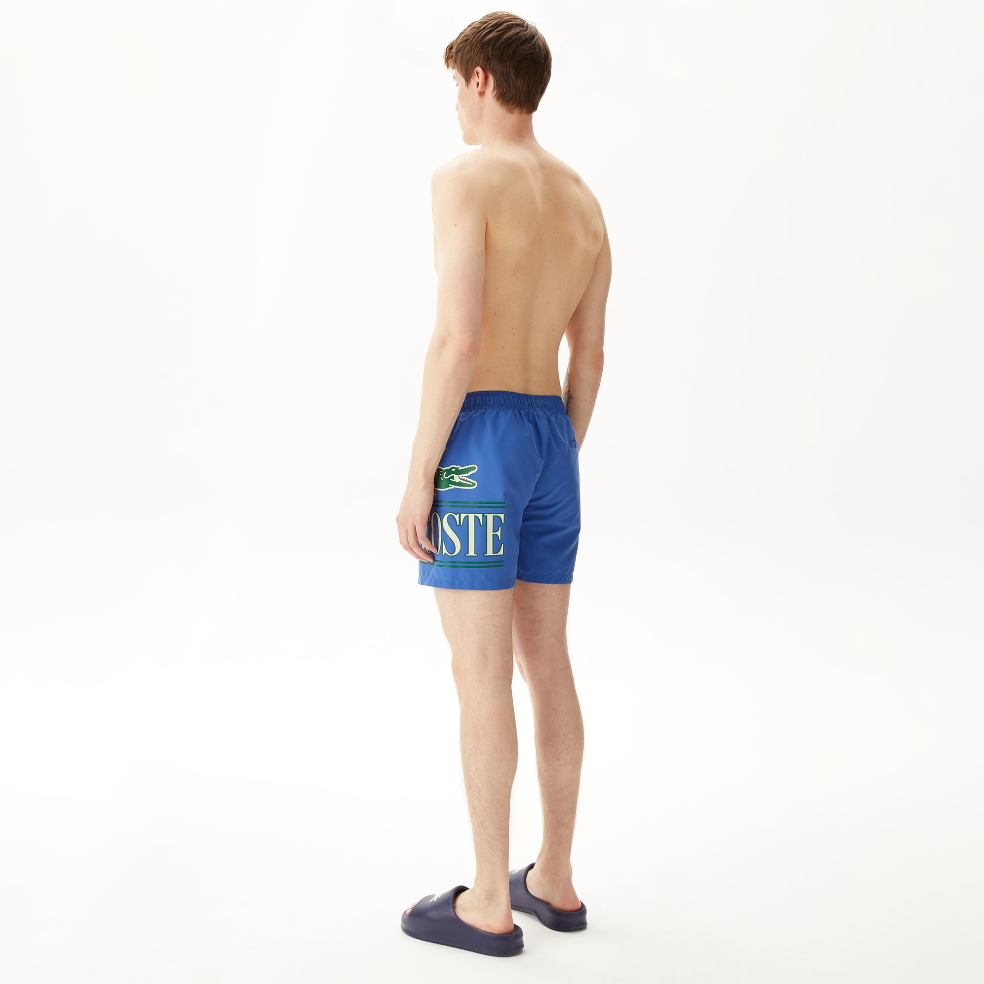 Lacoste Erkek Baskılı Mavi Mayo Şort