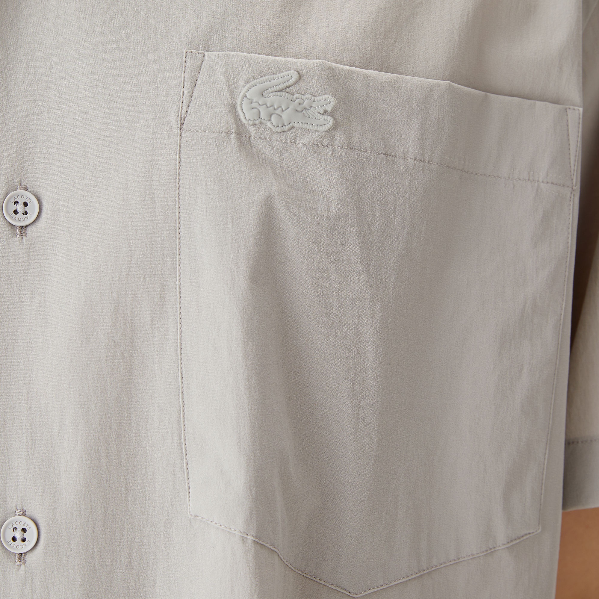 Lacoste Erkek Relaxed Fit Kısa Kollu Gri Gömlek