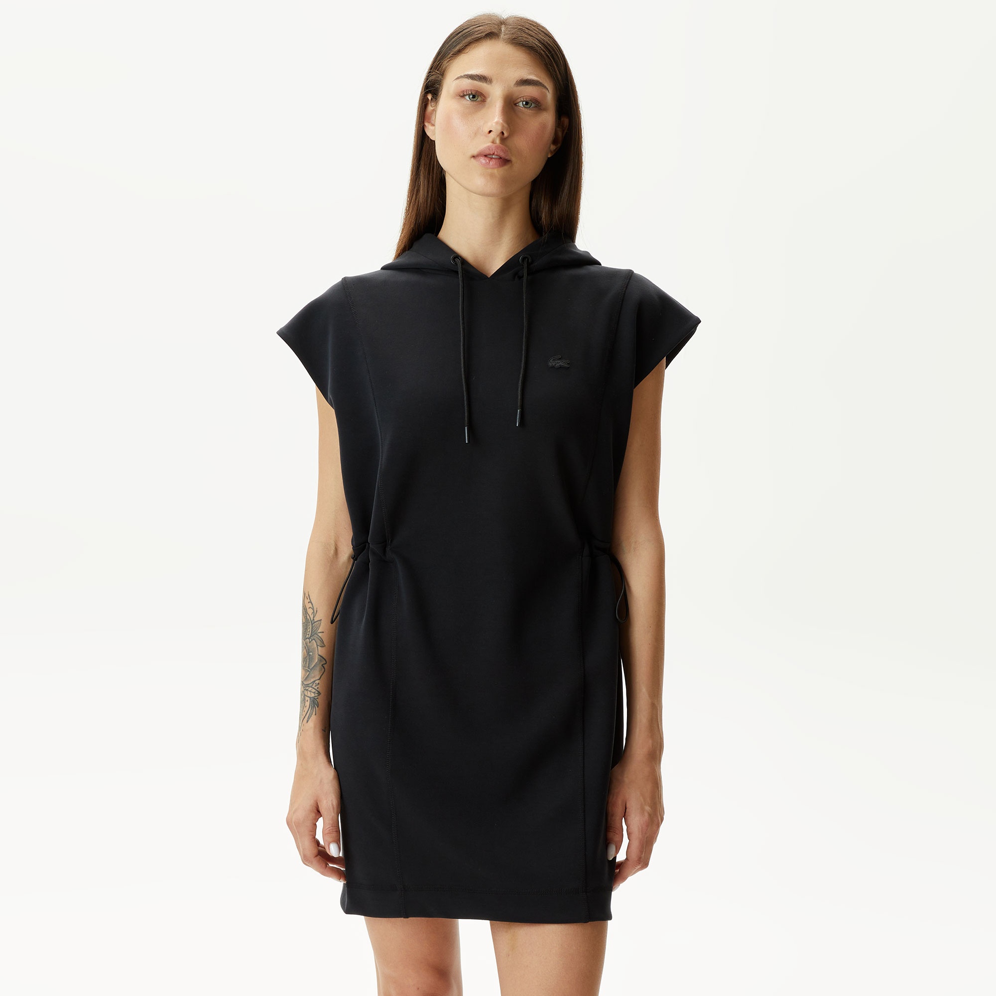 Lacoste Kadın Straight Fit Kapüşonlu Siyah Elbise