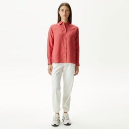 Lacoste Kadın Keten Kırmızı Gömlek Kırmızı