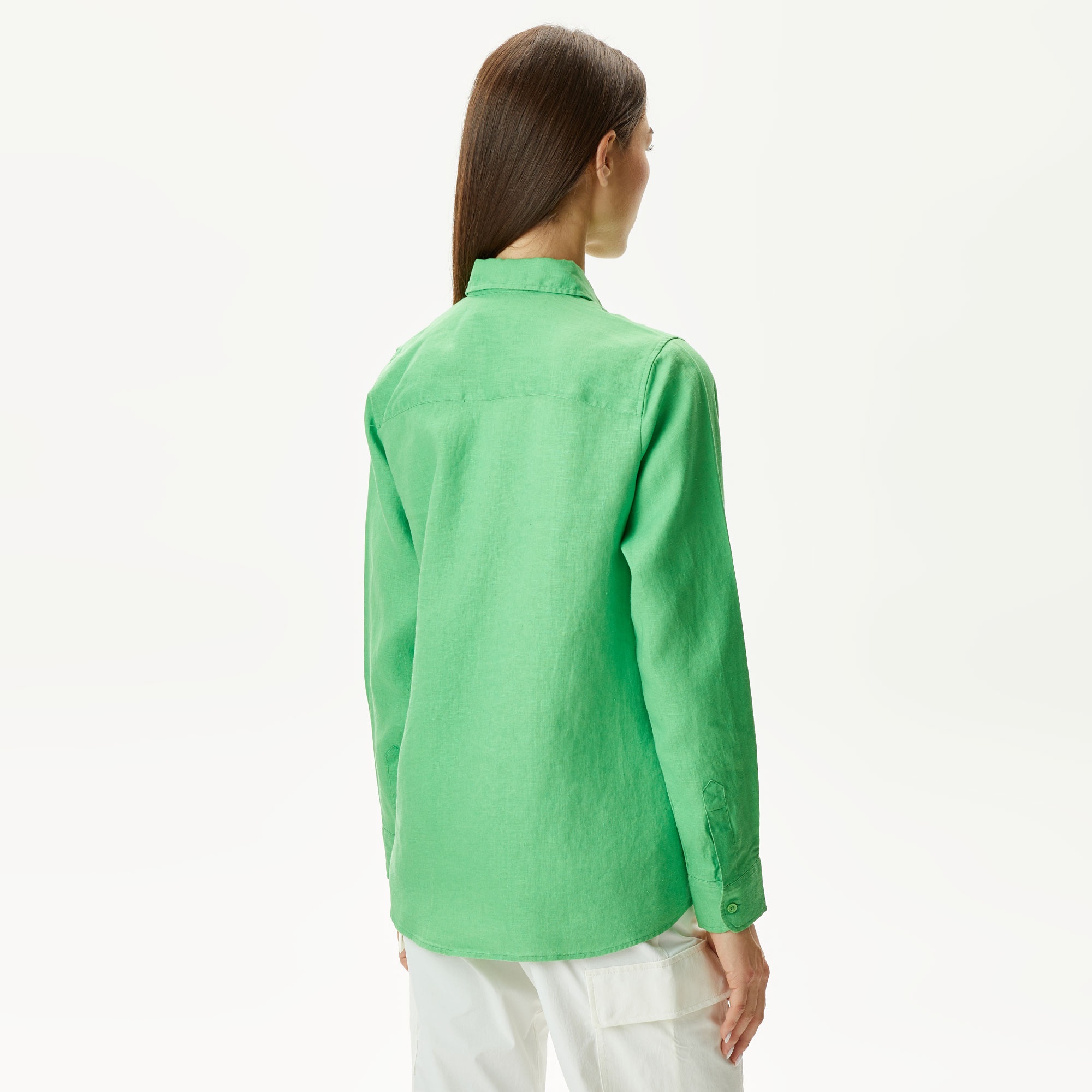 Lacoste Kadın Keten Yeşil Gömlek