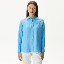 Lacoste Kadın Relaxed Fit Mavi Gömlek Mavi