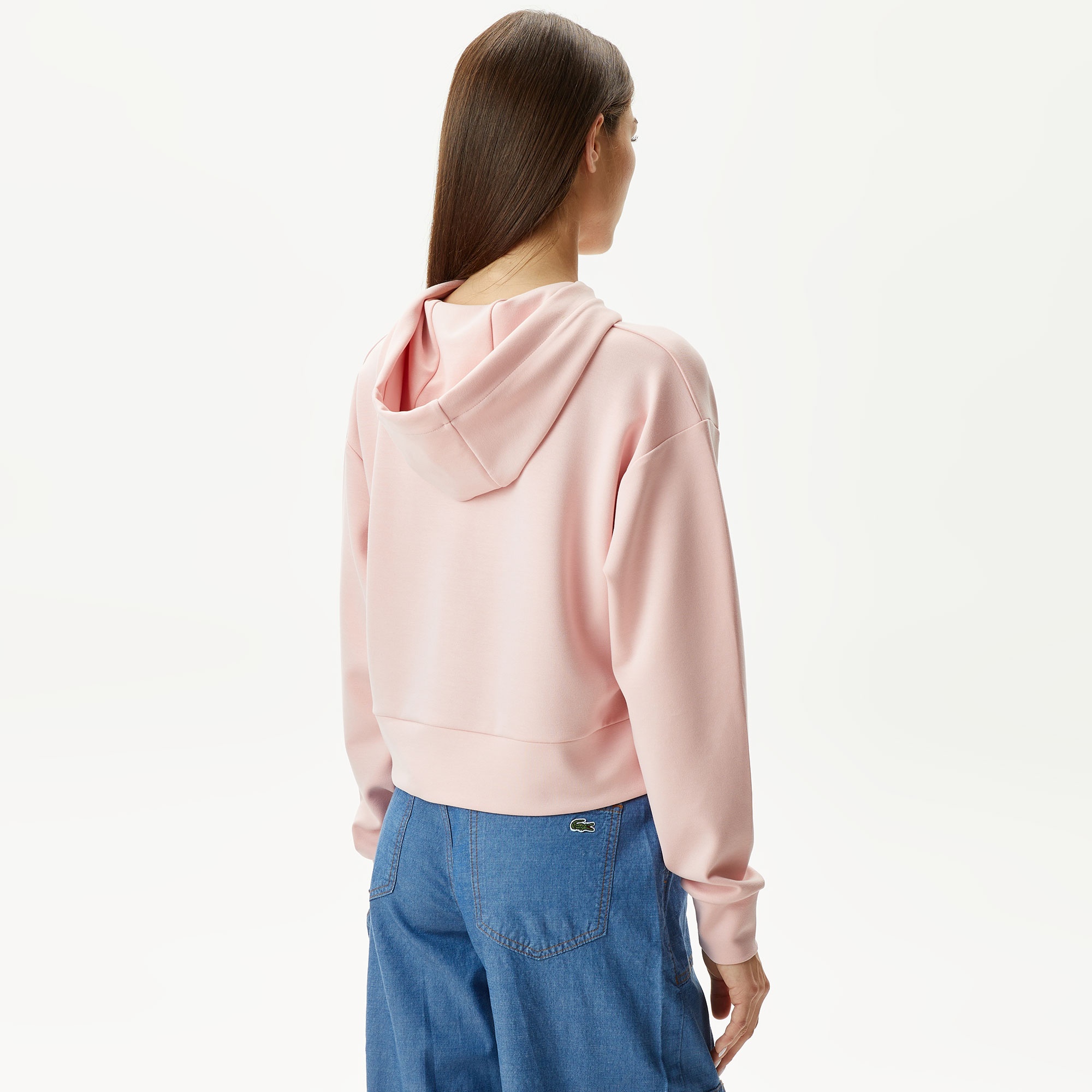 Lacoste Kadın Relaxed Fit Kapüşonlu Baskılı Pembe Sweatshirt