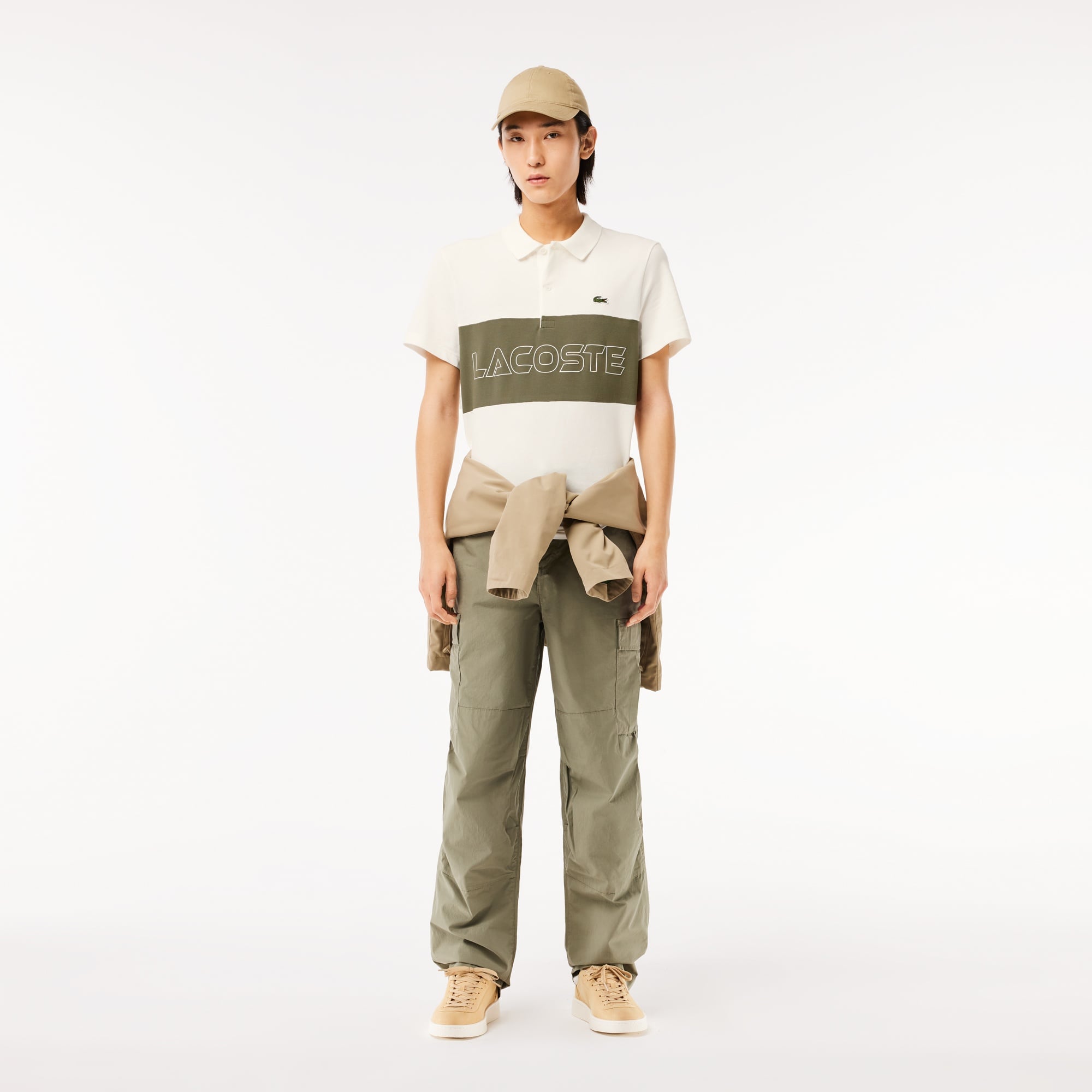 Lacoste Erkek Regular Fit Renk Bloklu Krem Polo