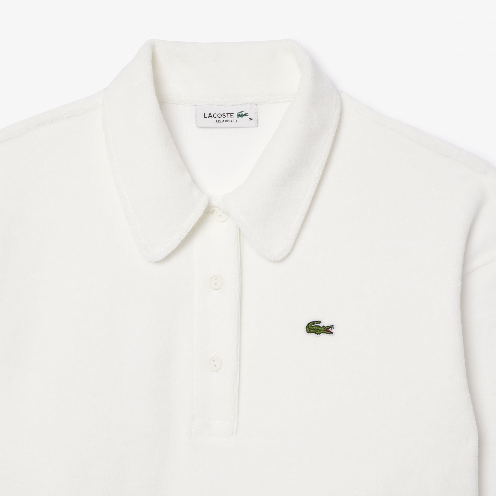 Lacoste Kadın Polo Yaka Beyaz Sweatshirt