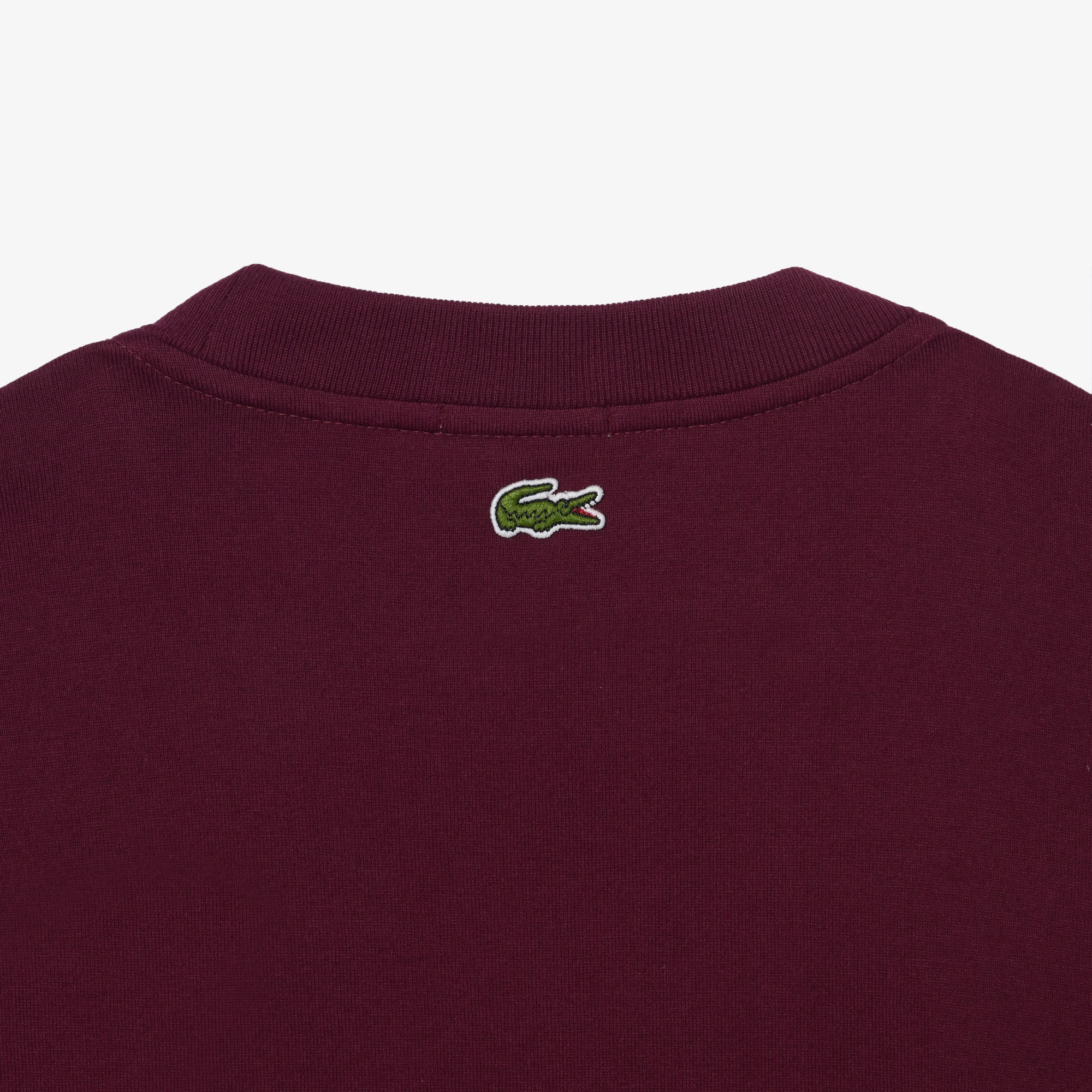 Lacoste Unisex Loose Fit Bisiklet Yaka Baskılı Bordo T-Shirt