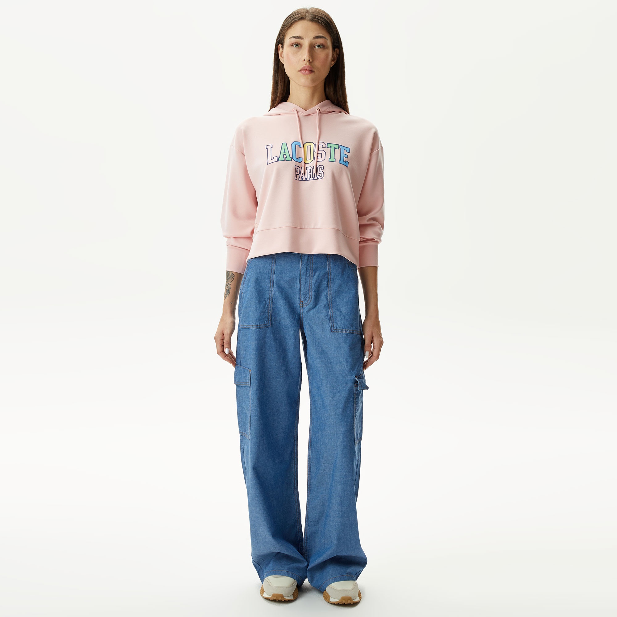 Lacoste Kadın Loose Fit Mavi Jean Pantolon