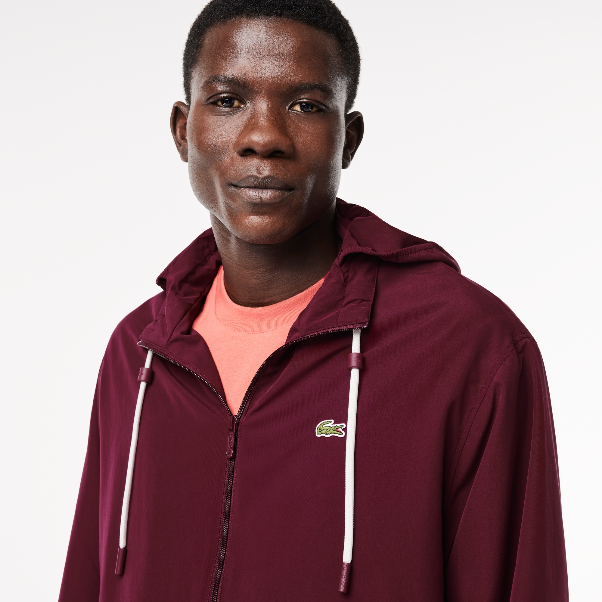 Lacoste Erkek Kapüşonlu Bordo Mont