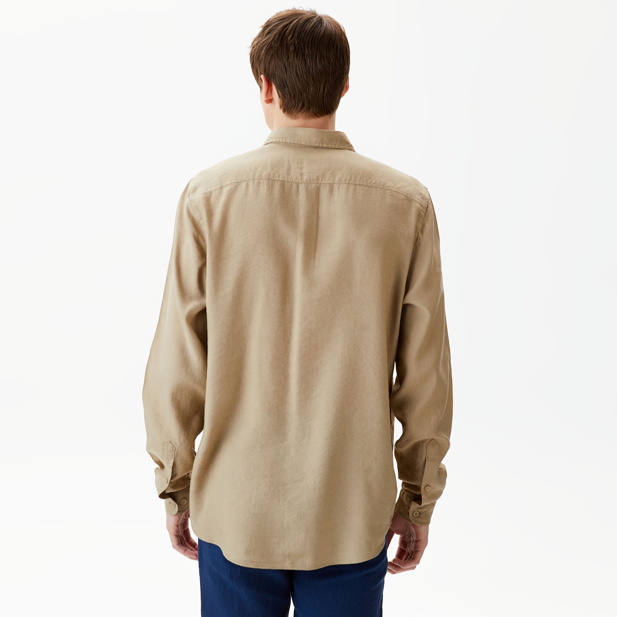 Lacoste Erkek Regular Fit Keten Bej Gömlek