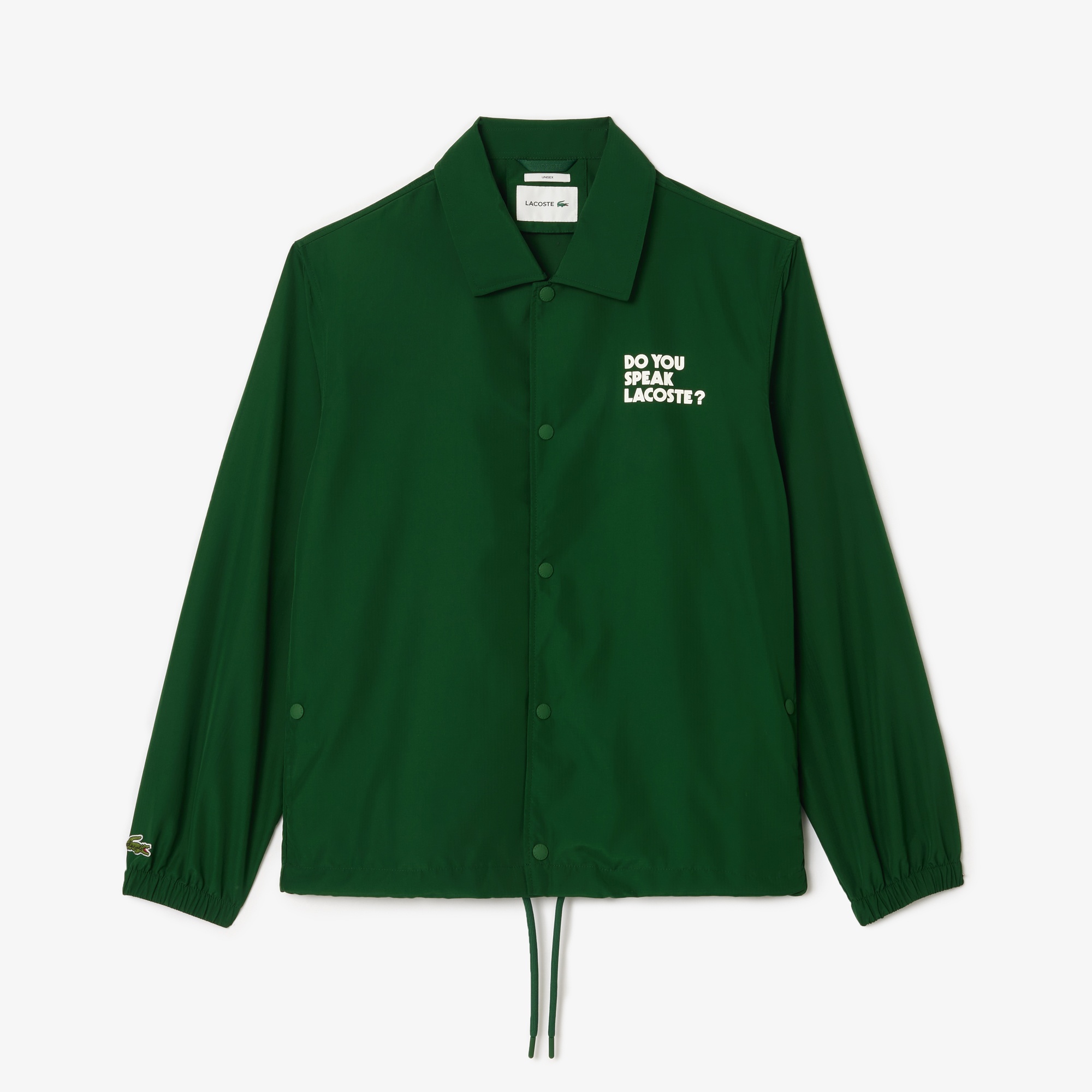 Lacoste Unisex Polo Yaka Baskılı Yeşil Ceket