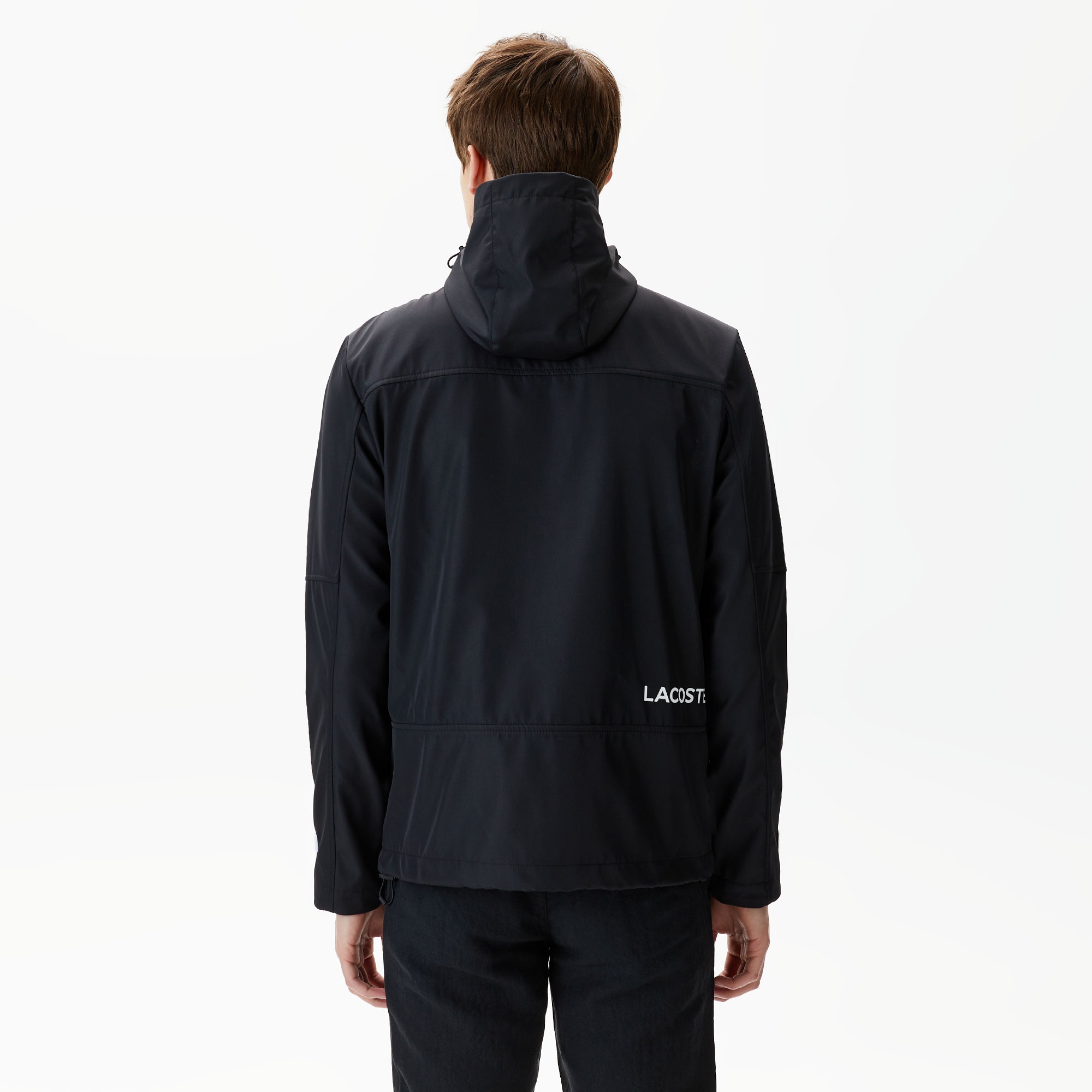 Lacoste Erkek Kapüşonlu Siyah Yağmurluk