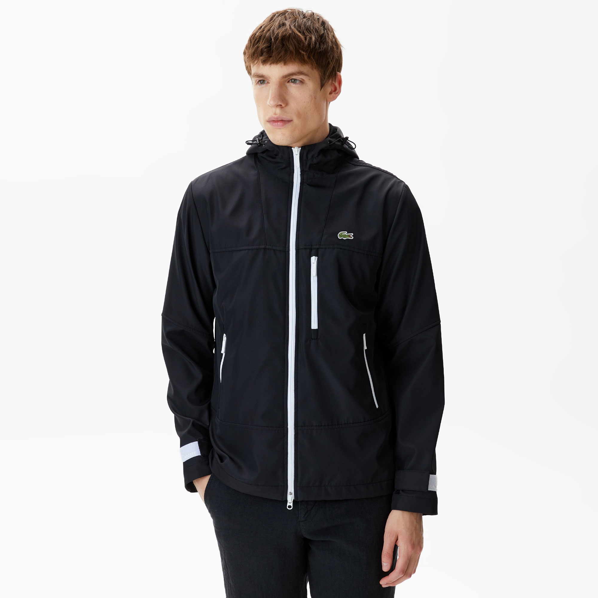 Lacoste Erkek Kapüşonlu Siyah Yağmurluk