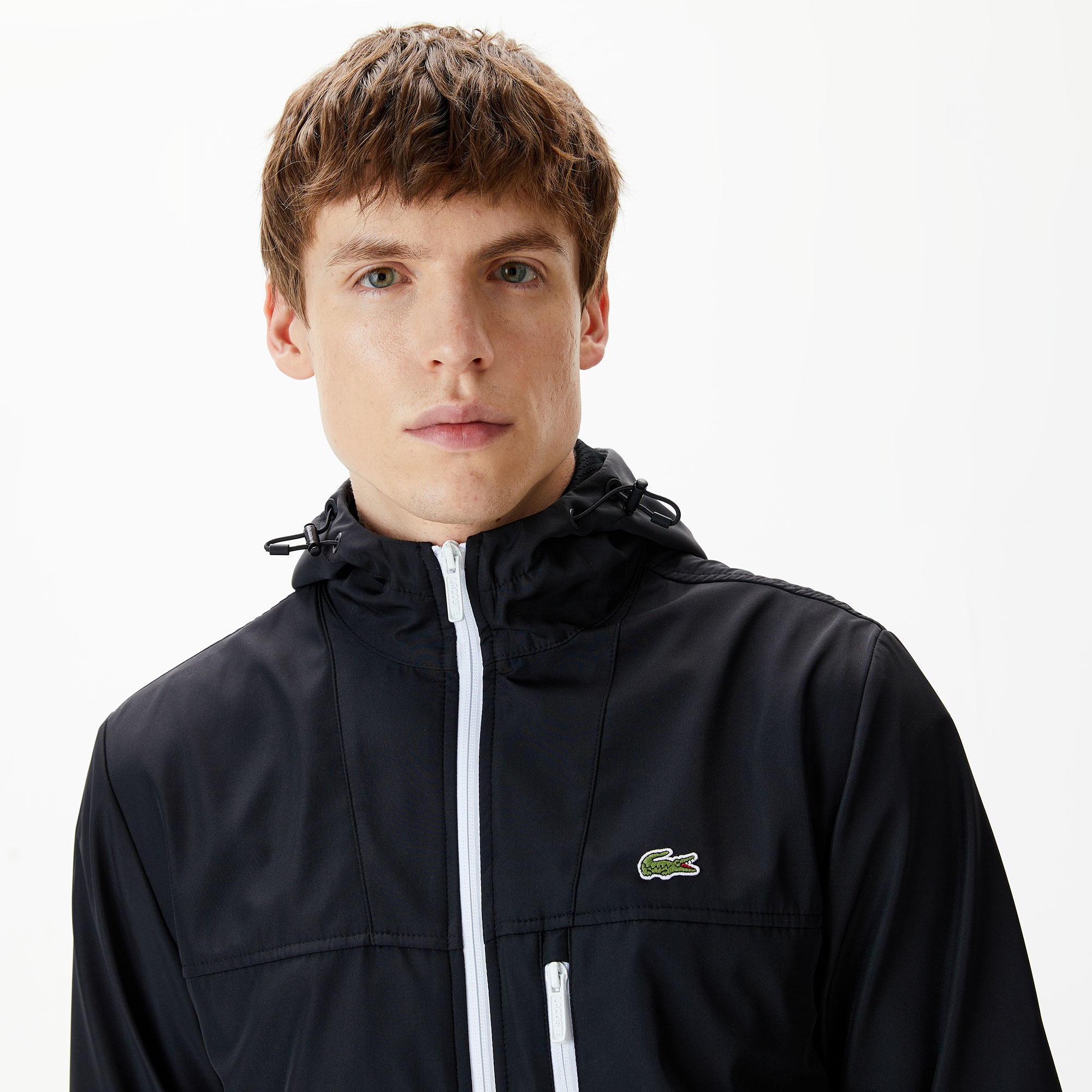 Lacoste Erkek Kapüşonlu Siyah Yağmurluk