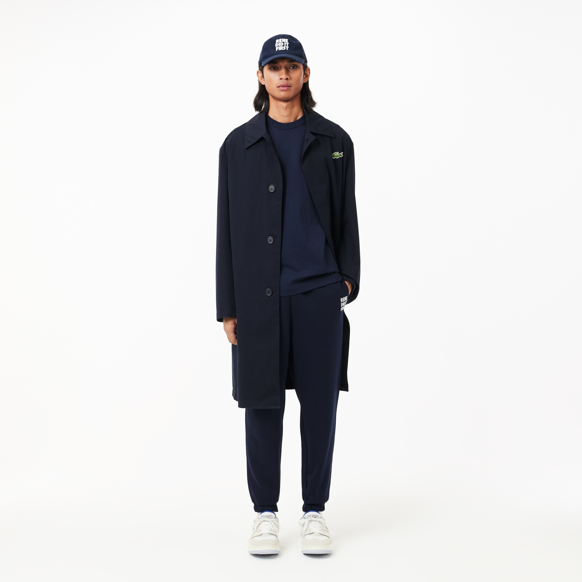 Lacoste Unisex Classic Fit Bisiklet Yaka Baskılı Lacivert T-Shirt