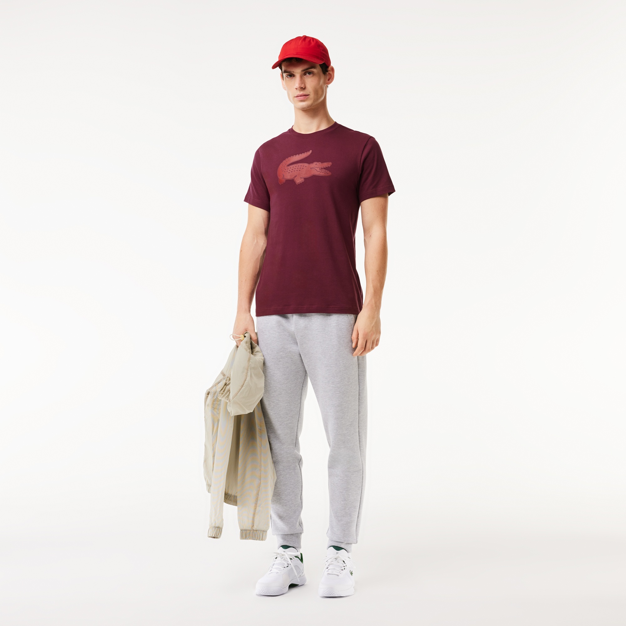 Lacoste Erkek Regular Fit Bisiklet Yaka Baskılı Bordo T-Shirt