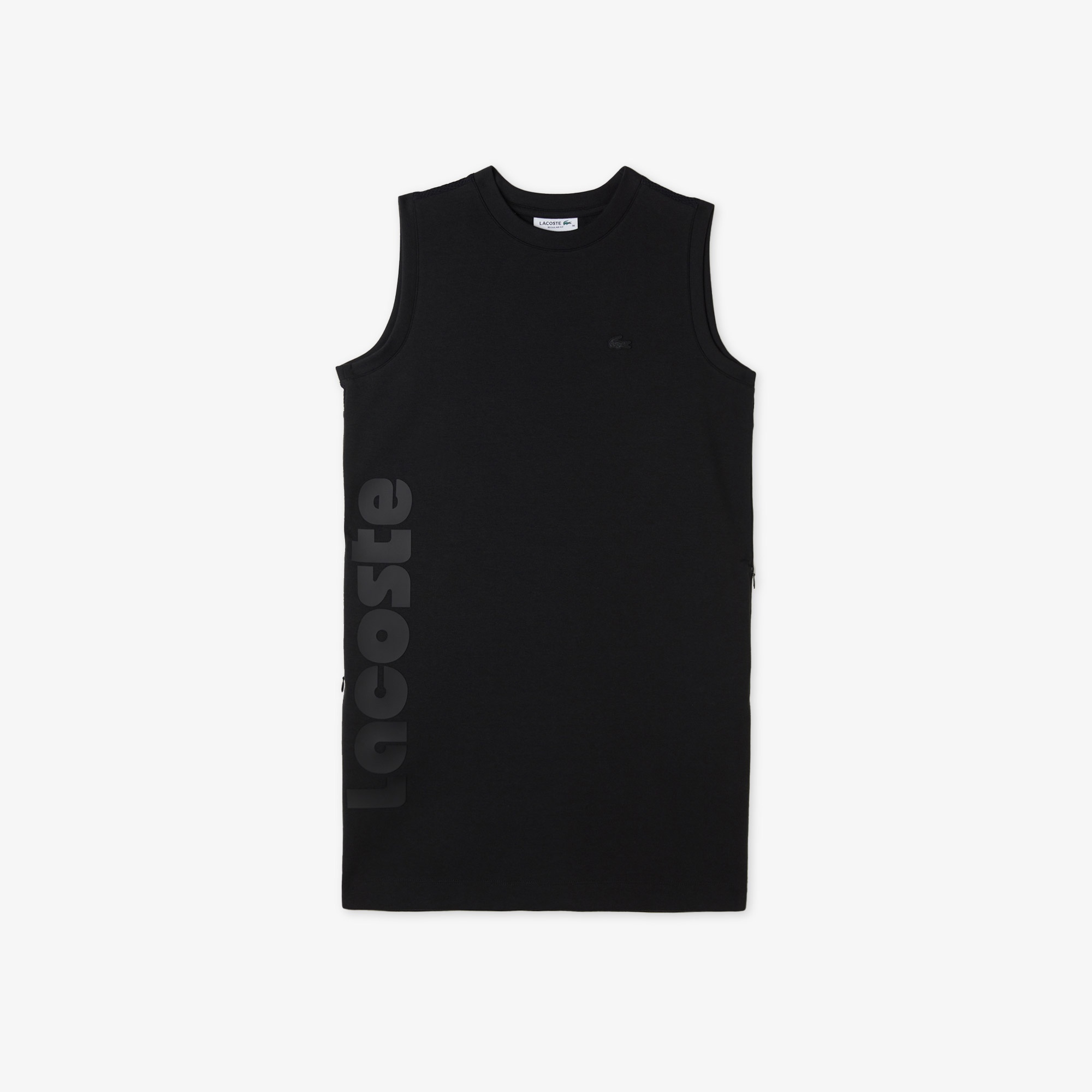 Lacoste Kadın Straight Fit Kolsuz Baskılı Siyah Elbise