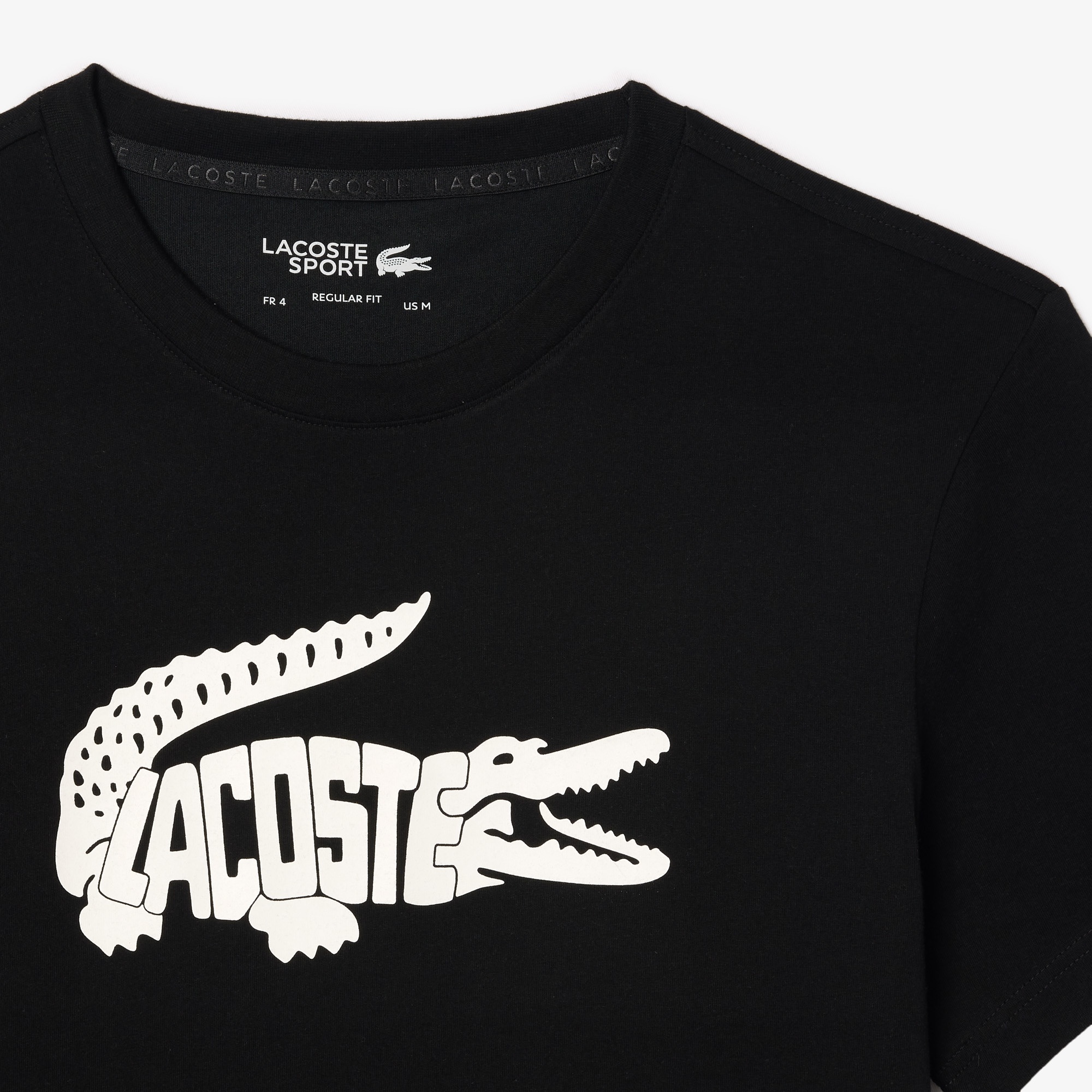 Lacoste SPORT Erkek Regular Fit Bisiklet Yaka Baskılı Siyah T-Shirt
