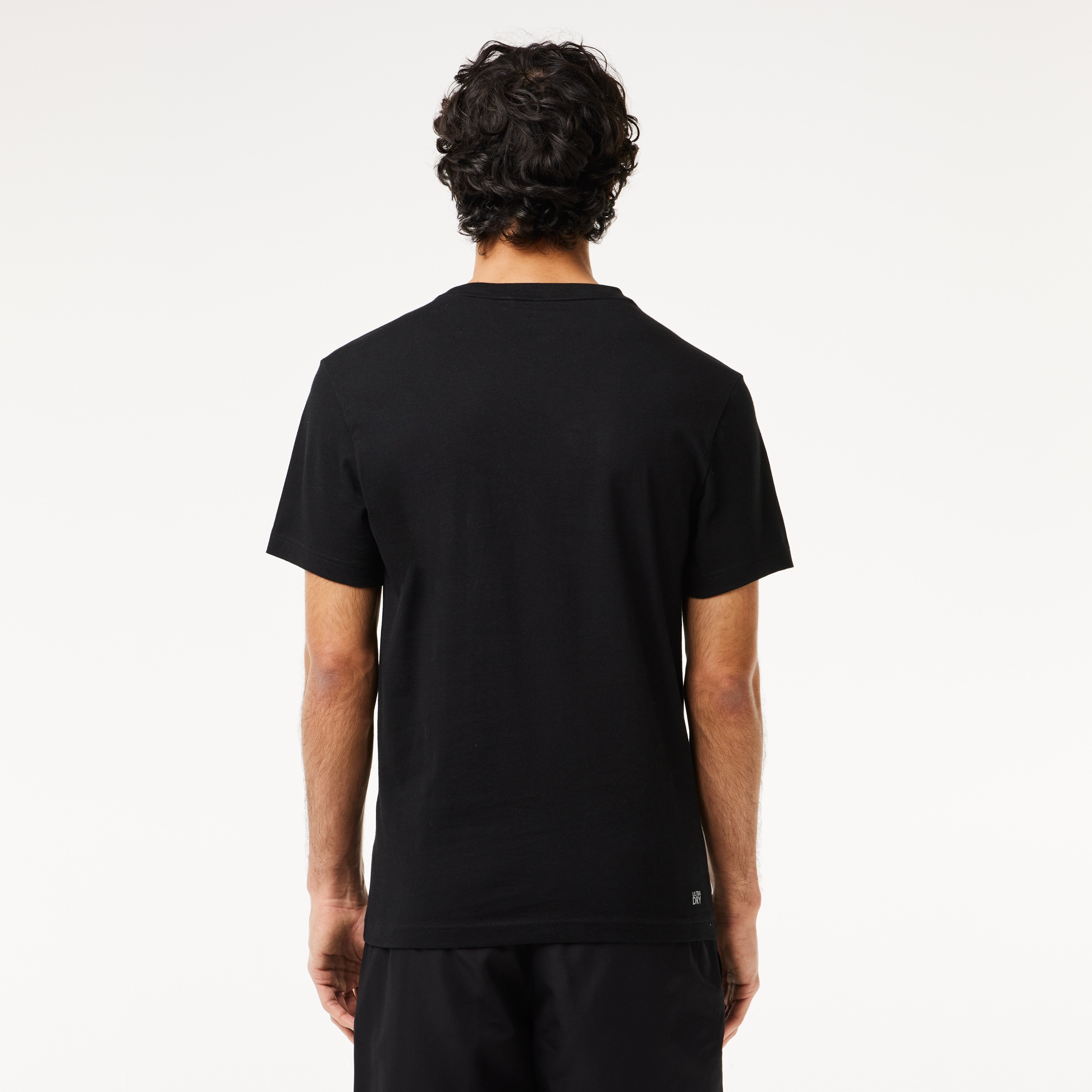 Lacoste SPORT Erkek Regular Fit Bisiklet Yaka Baskılı Siyah T-Shirt