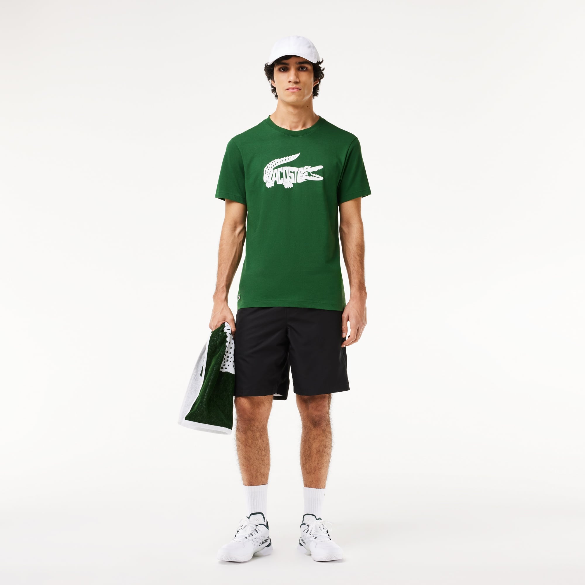 Lacoste SPORT Erkek Regular Fit Bisiklet Yaka Baskılı Yeşil T-Shirt