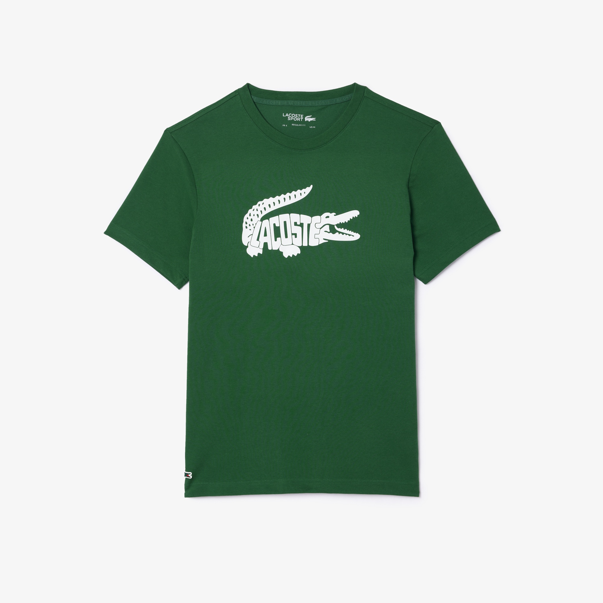 Lacoste SPORT Erkek Regular Fit Bisiklet Yaka Baskılı Yeşil T-Shirt