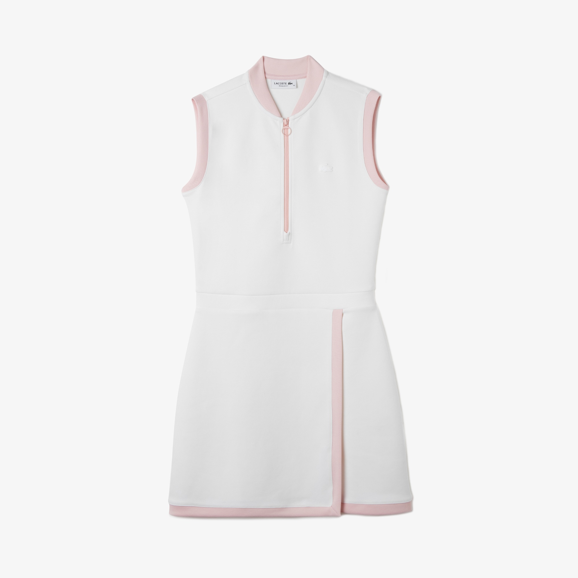 Lacoste Kadın Regular Fit Kolsuz Yarım Fermuarlı Renk Bloklu Beyaz Elbise