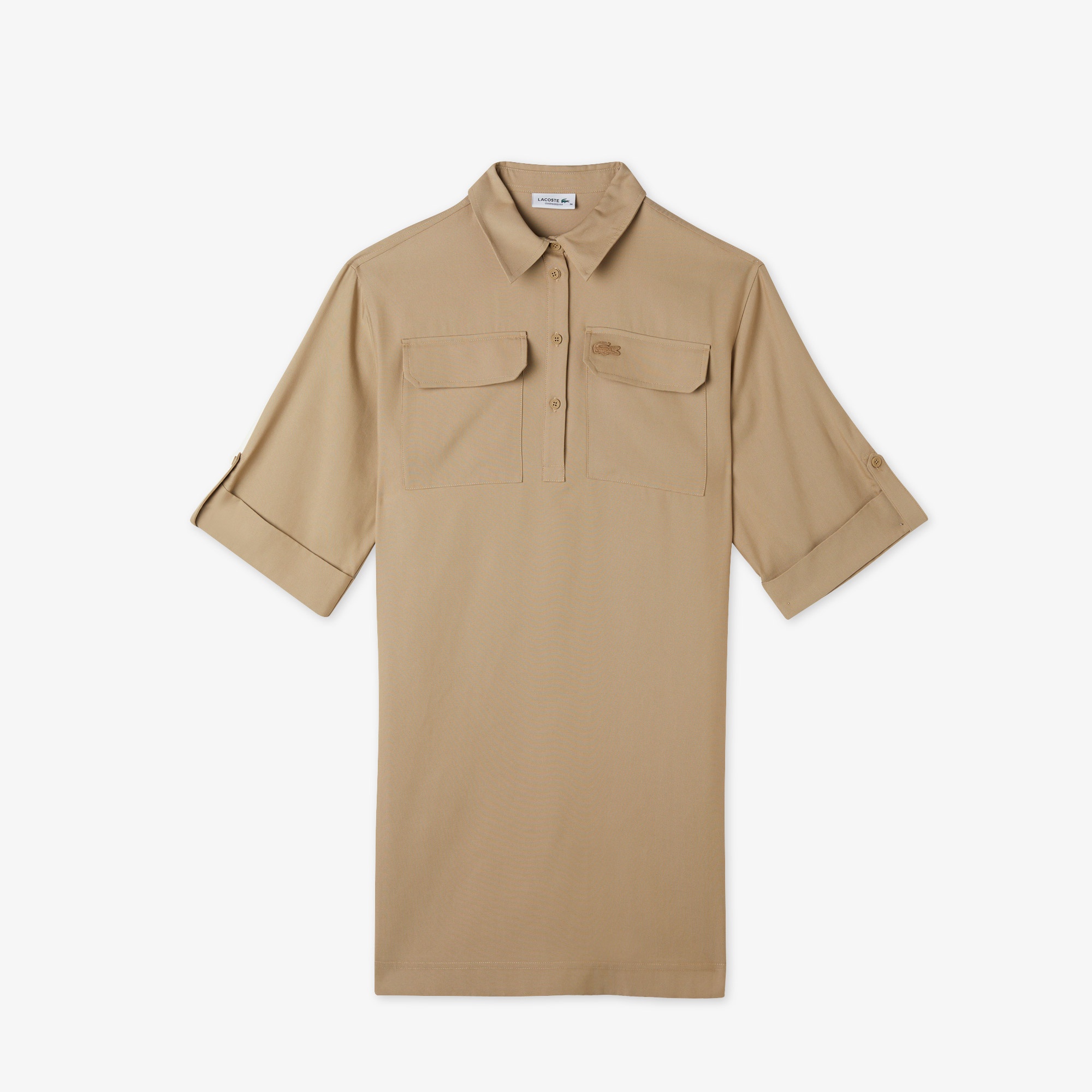 Lacoste Kadın Straight Fit Polo Yaka Kahverengi Elbise