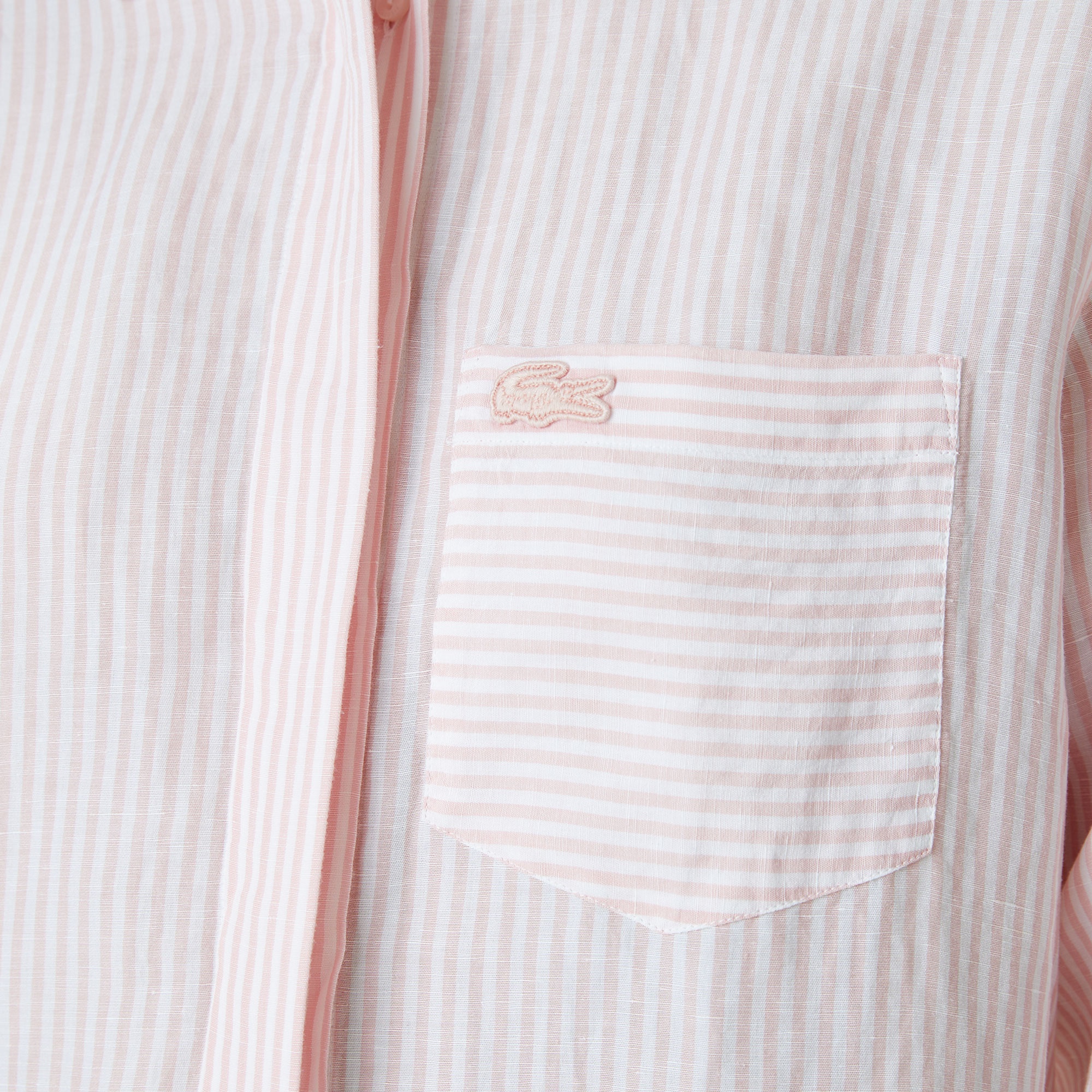 Lacoste Kadın Relaxed Fit Çizgili Pembe Gömlek