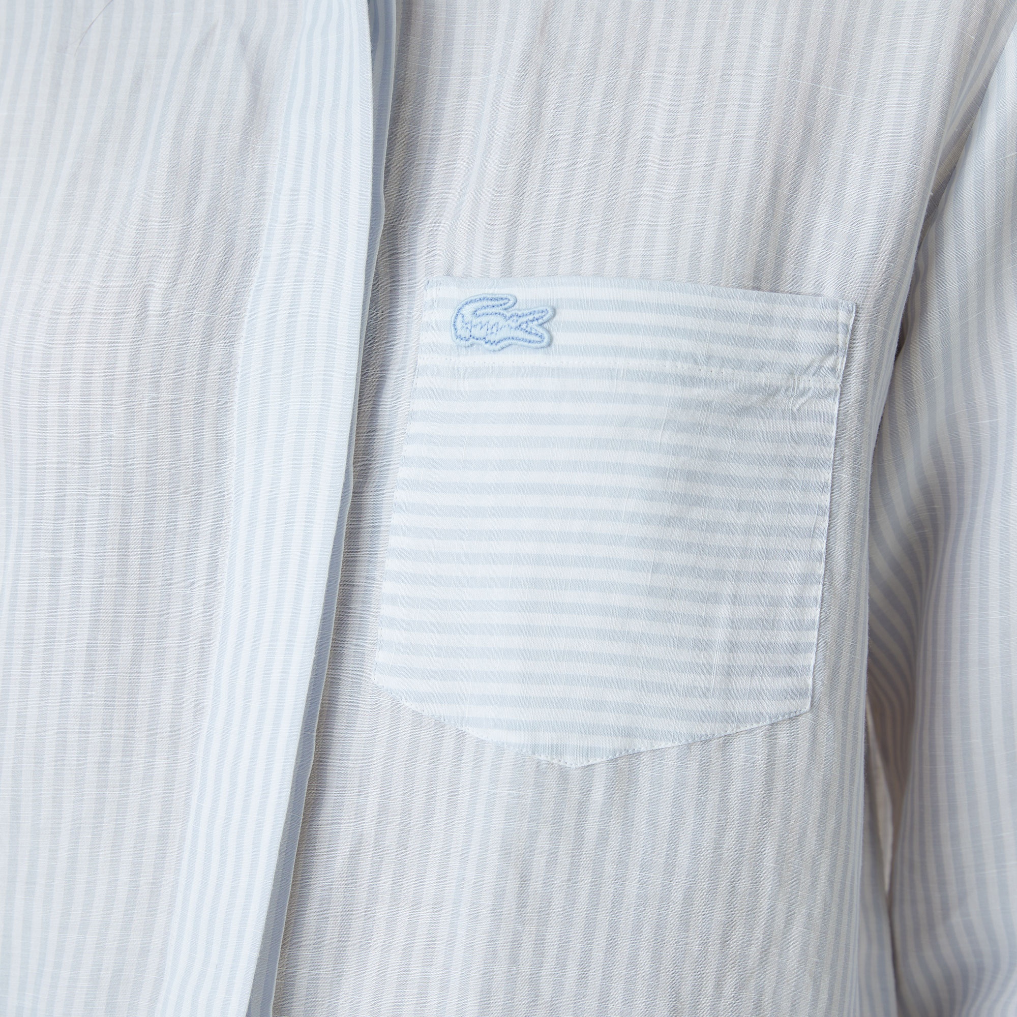 Lacoste Kadın Relaxed Fit Çizgili Mavi Gömlek