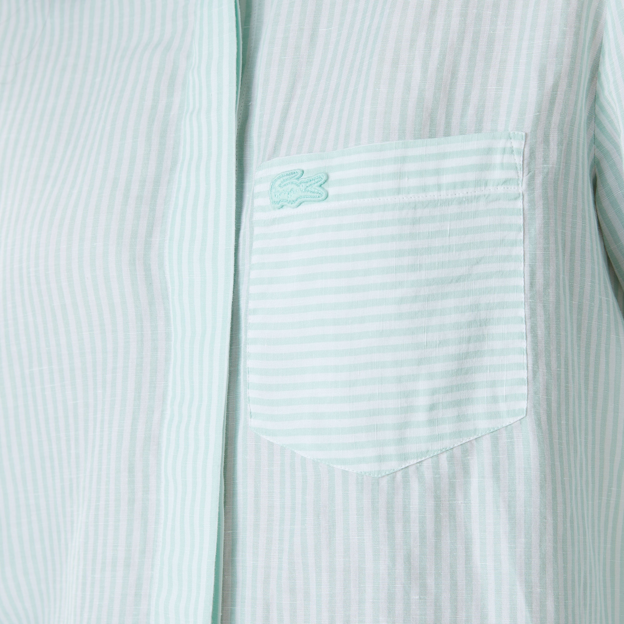 Lacoste Kadın Relaxed Fit Çizgili Yeşil Gömlek