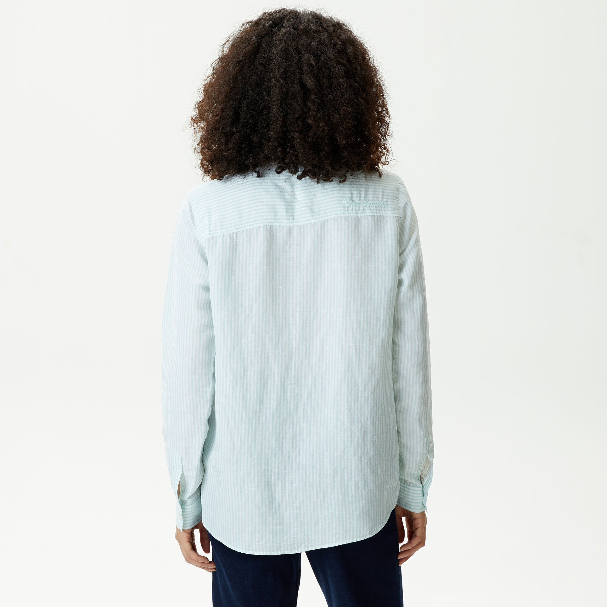 Lacoste Kadın Relaxed Fit Çizgili Yeşil Gömlek