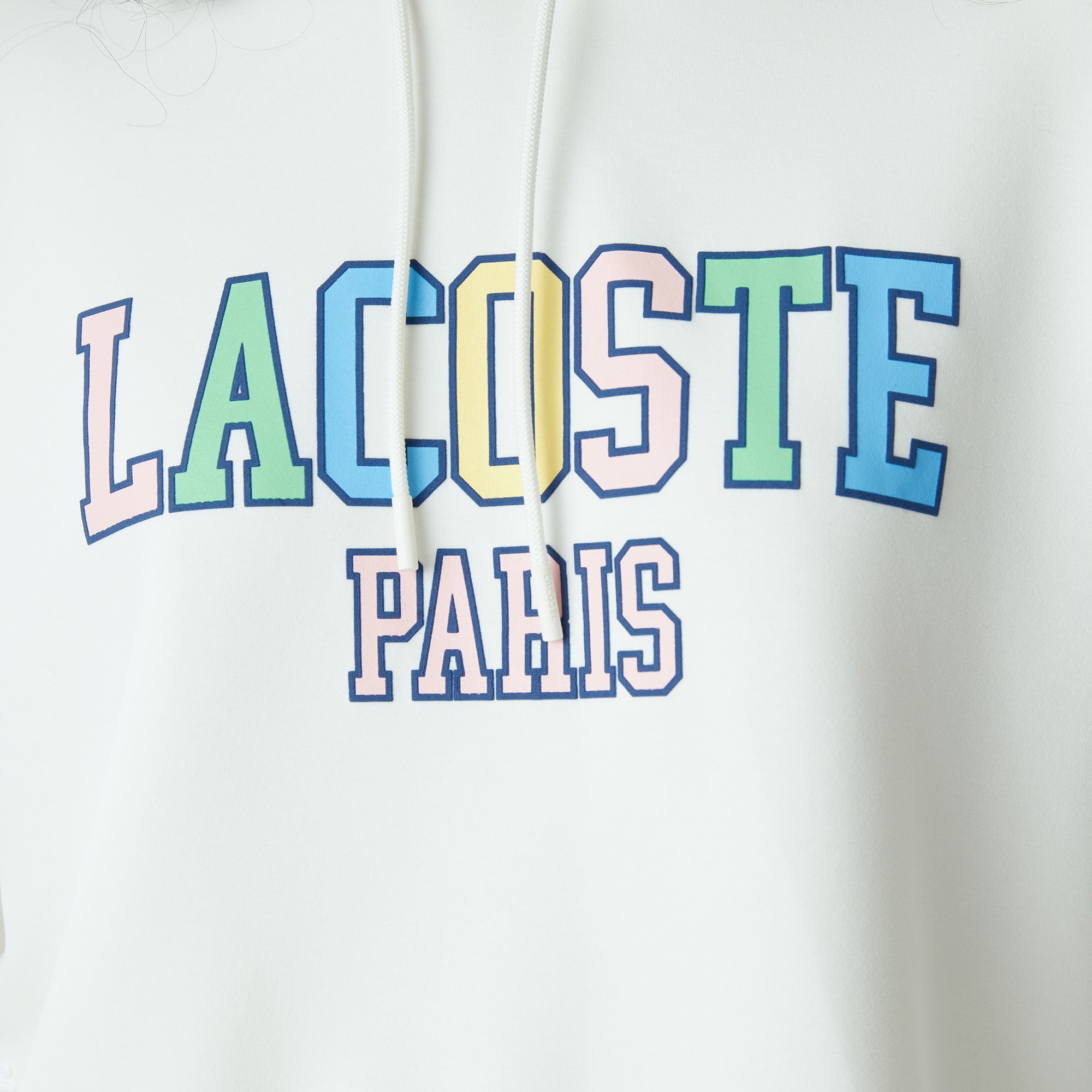 Lacoste Kadın Relaxed Fit Kapüşonlu Baskılı Beyaz Sweatshirt