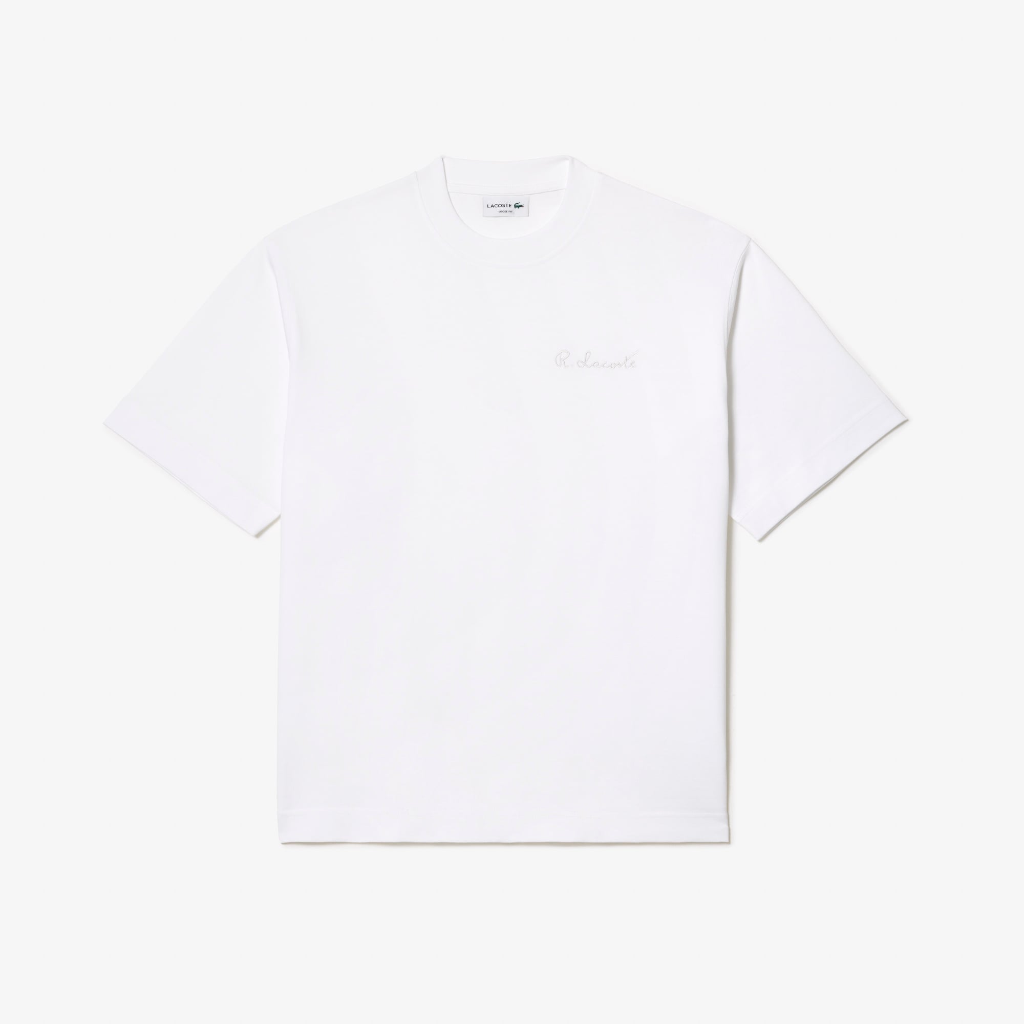 Lacoste Erkek Oversize Fit Bisiklet Yaka Beyaz T-Shirt