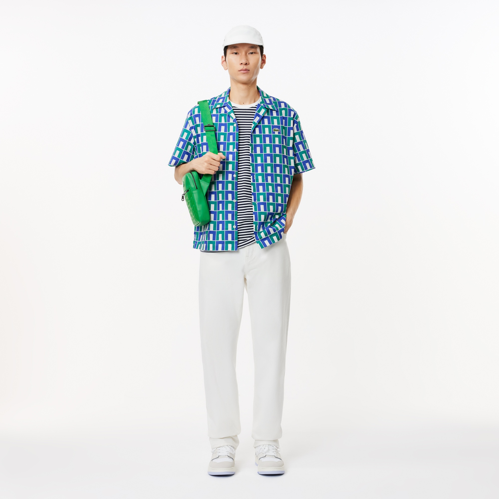 Lacoste Erkek Relaxed Fit Kısa Kollu Monogram Yeşil Gömlek
