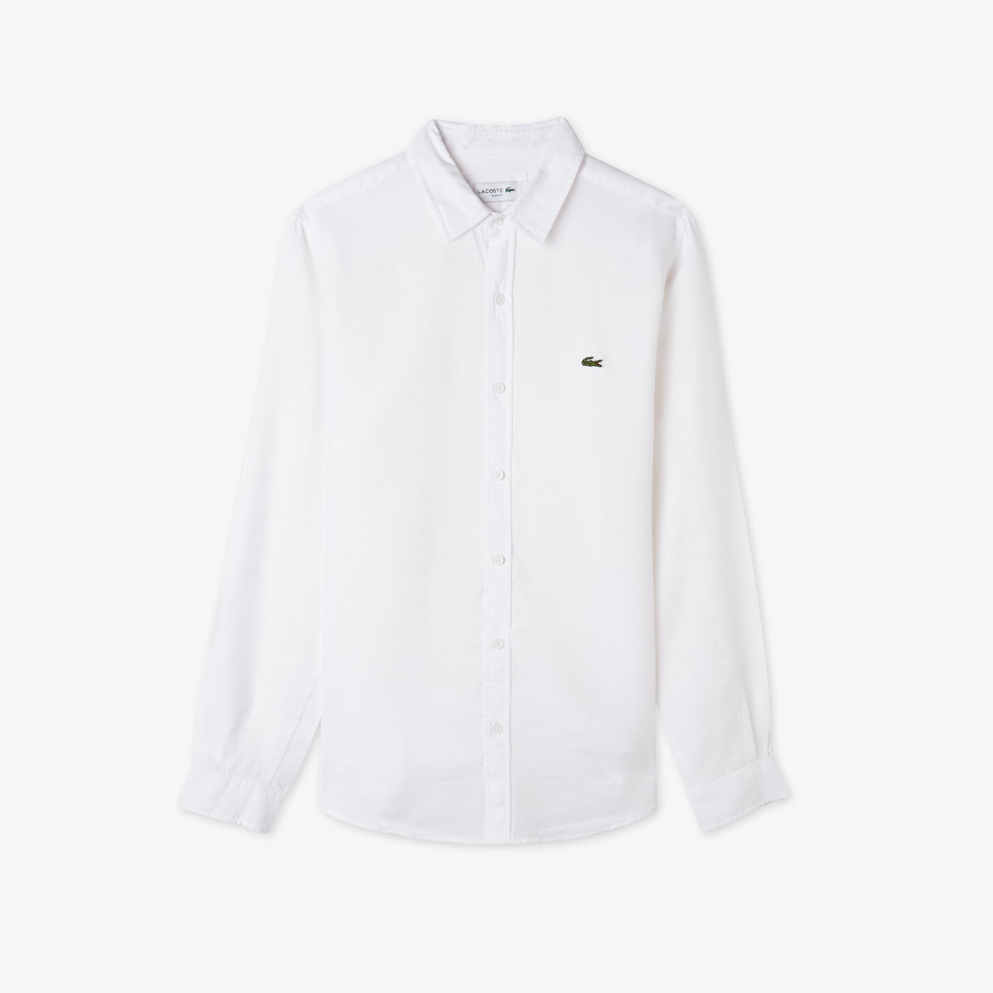 Lacoste Erkek Slim Fit Keten Beyaz Gömlek görsel 3