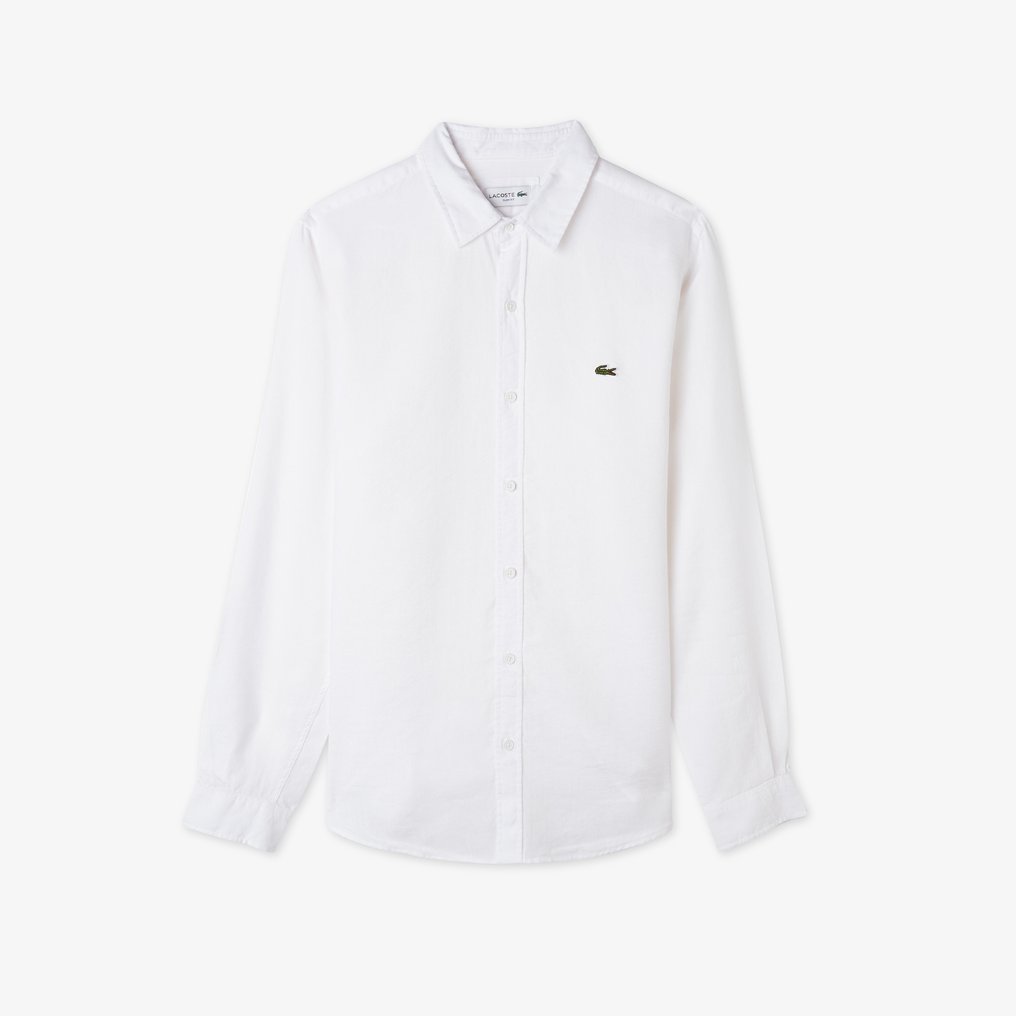 Erkek Slim Fit Keten Beyaz Gömlek