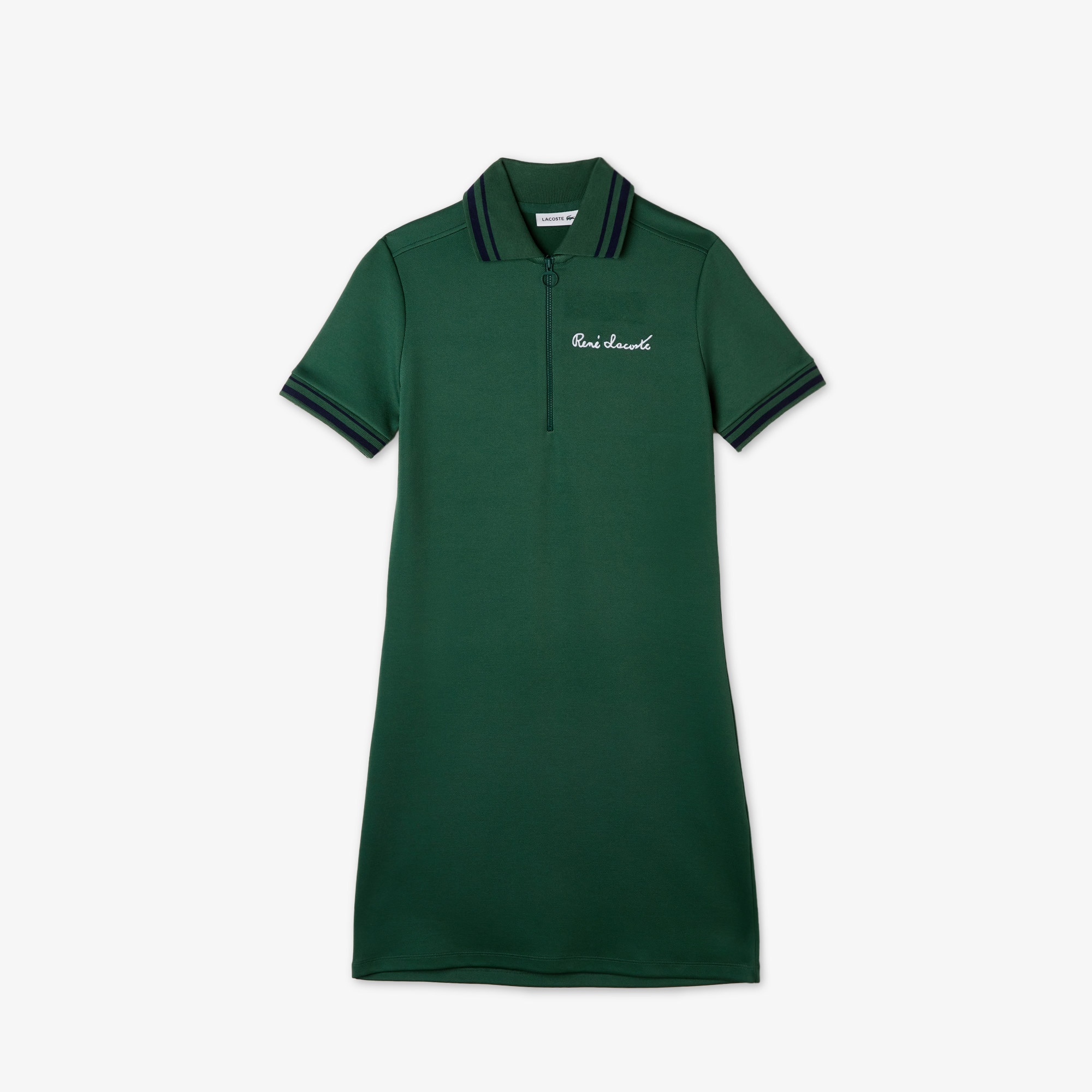 Lacoste Kadın Straight Fit Yarım Fermuarlı Yeşil Elbise
